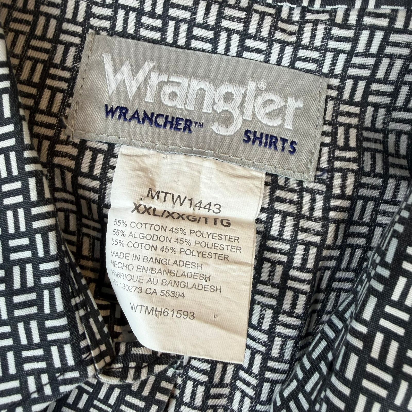 Wrangler Wrangler Wrancher Western Shirt XXL Black White Print Size US XXL / EU 58 / 5 - 4 Thumbnail