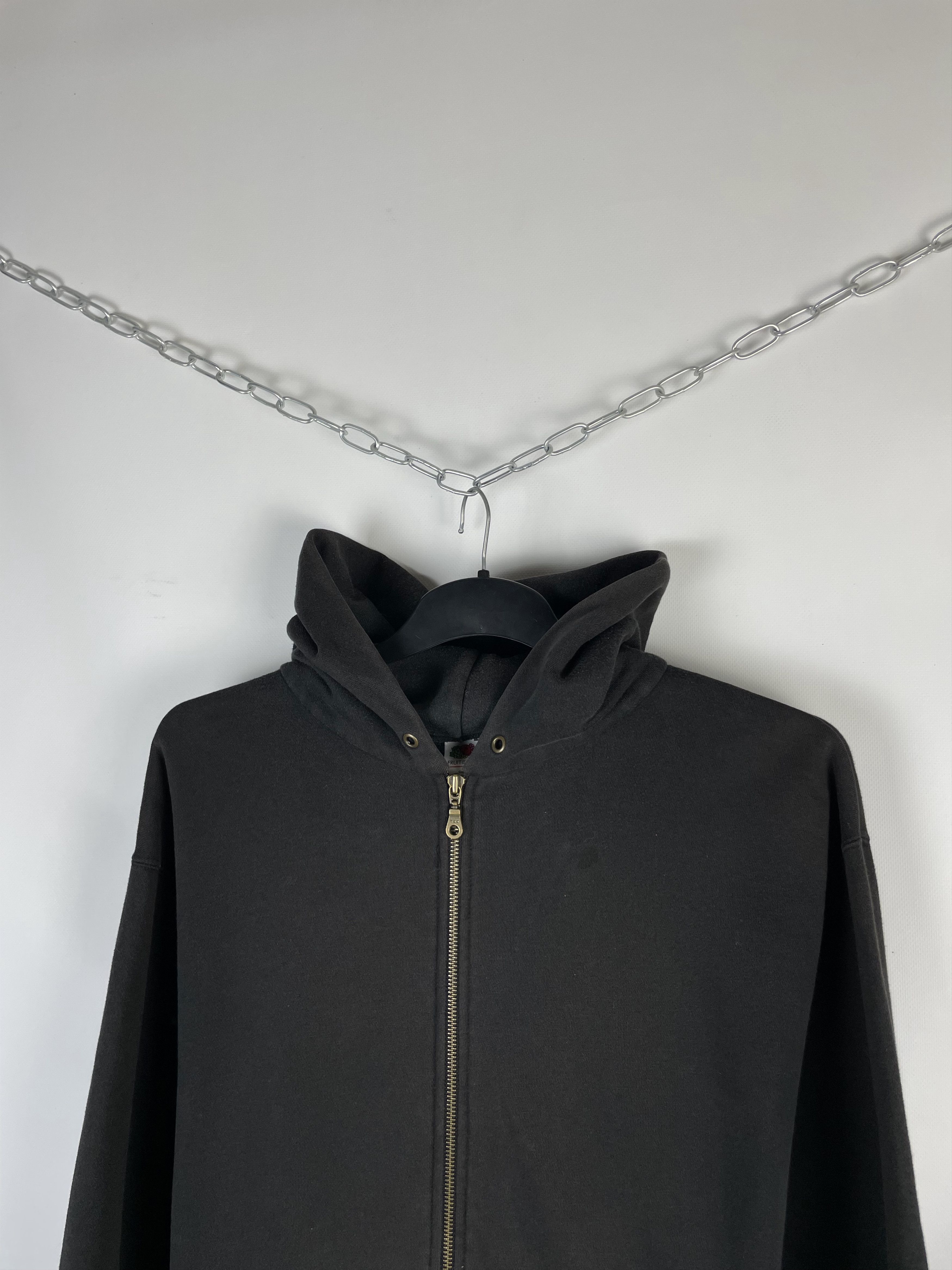 Fruit Of The Loom Vintage 90s Blank Black Zip Hoodie Size US M / EU 48-50 / 2 - 3 Thumbnail