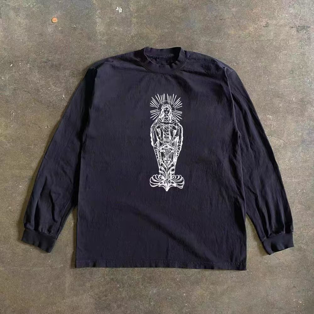 Japanese Brand Black washed vintage God print long-sleeved t-shirt Size US M / EU 48-50 / 2 - 2 Thumbnail