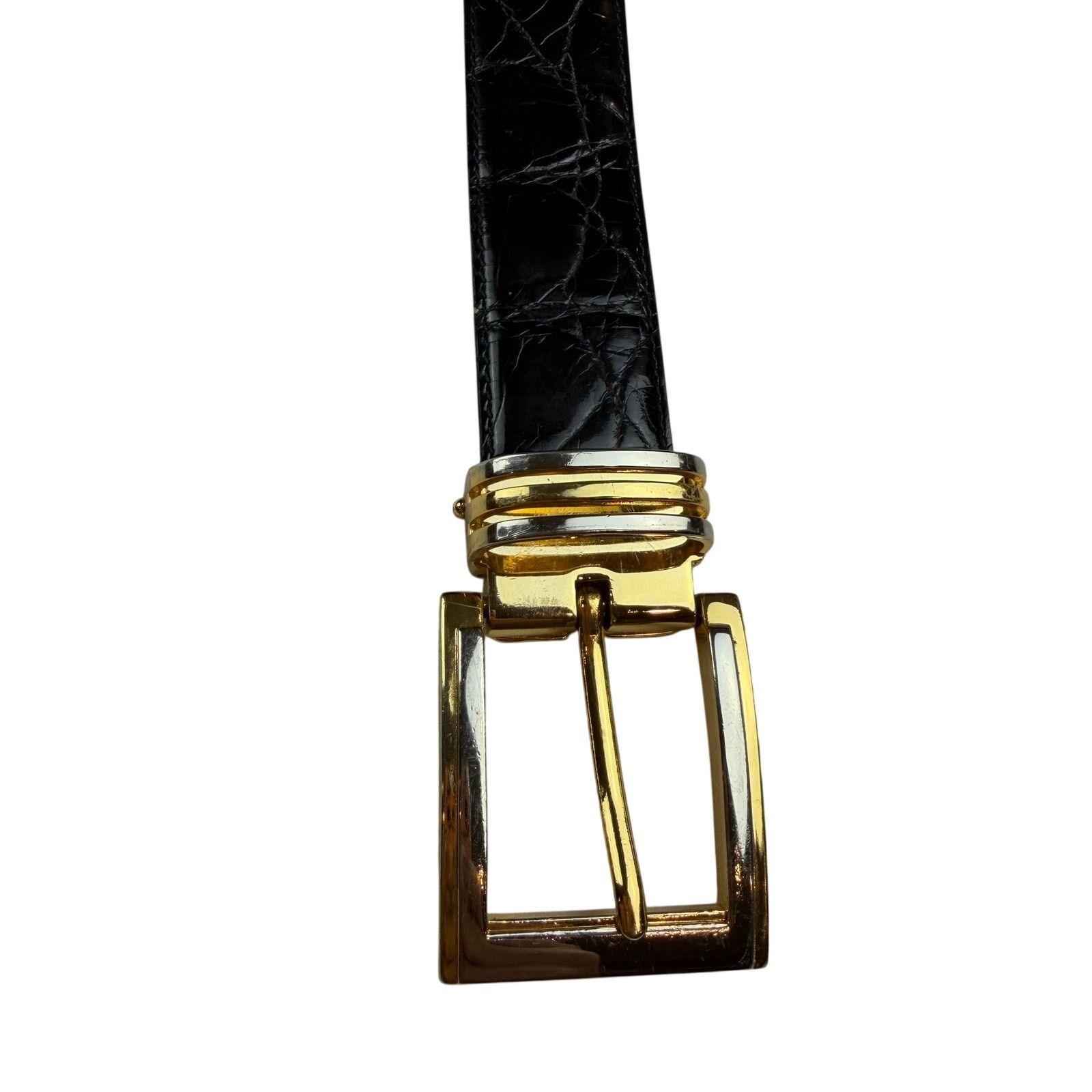 Other Avanti Black Croc Embossed Leather Belt Size 42 Size 42 - 2 Thumbnail