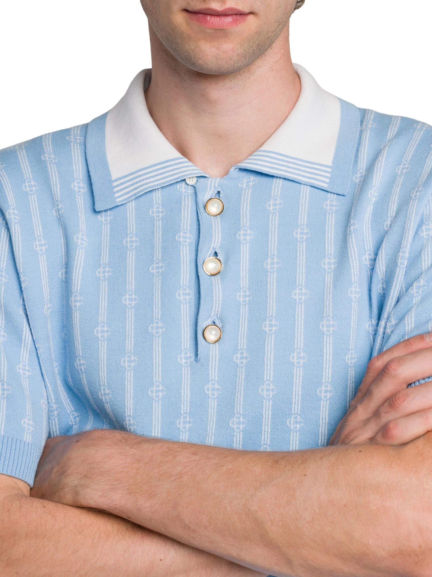 Casablanca os11x0725 Monogram Polo Shirt in Blue Size US XL / EU 56 / 4 - 5 Thumbnail