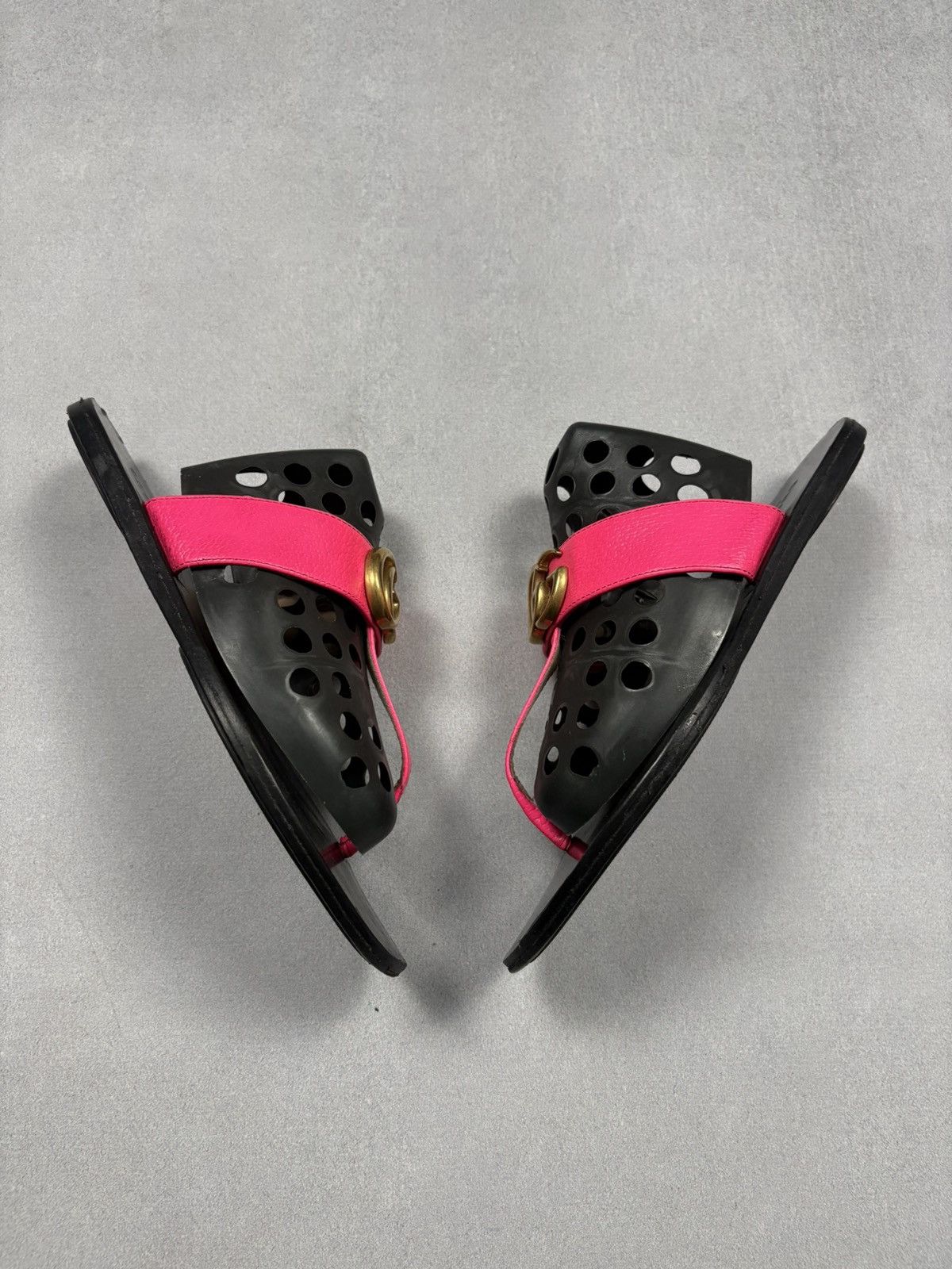 Gucci Gucci GG Marmont Thong Double G Leather Sandals Pink 36 Size US 6 / IT 36 - 2 Thumbnail