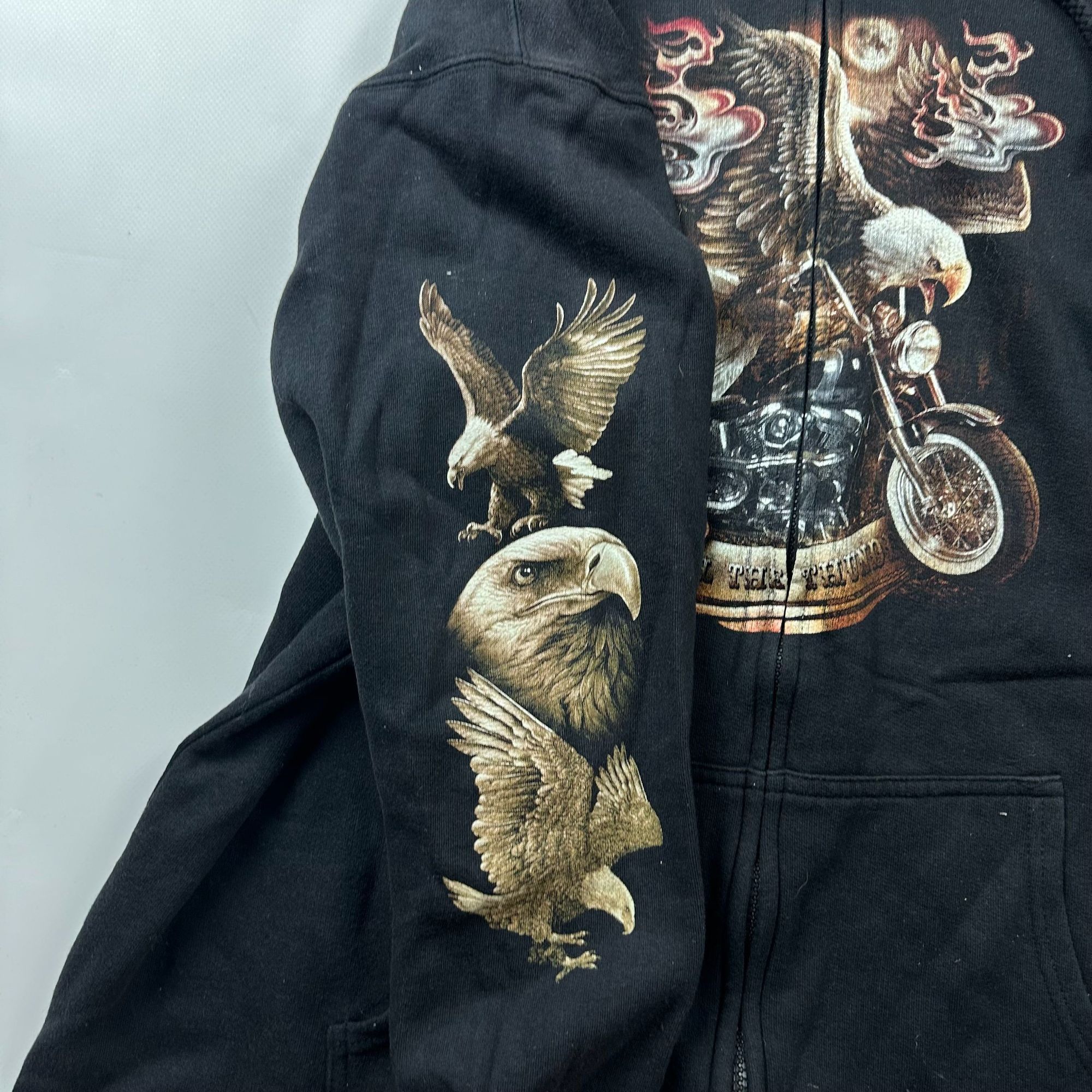 Vintage Wild Vintage Black Zip Hoodie Full-Back Eagle Motorcycle Pri Size US XL / EU 56 / 4 - 6 Thumbnail