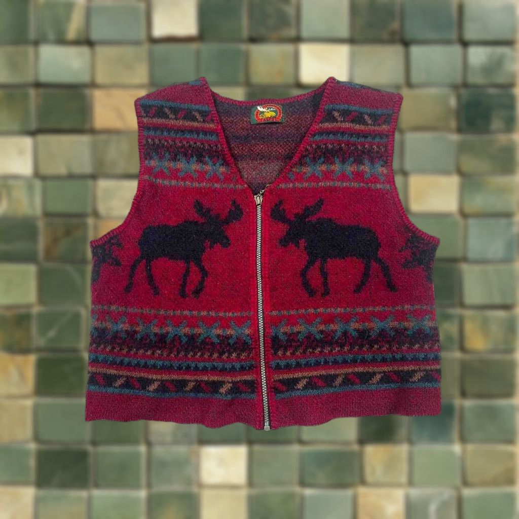 Vintage VINTAGE Alps Sweater Vest Women’s XL 100% Wool Fair Isle Red Aztec Southwestern V3J Size XL / US 12-14 / IT 48-50 - 1 Thumbnail