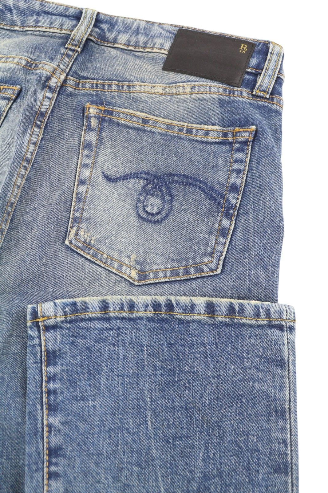 R13 KICK FIT 26 Kelly Stretch Flared Cropped Faded Denim 86232 Size 26" / US 2 / IT 38 - 6 Thumbnail
