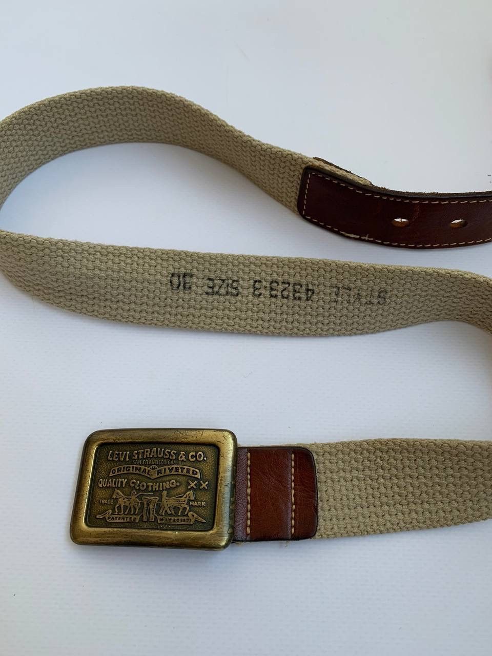 Levi's × Vintage Vintage Levis Belt Made in Canada 80s 90s Brown Buckle Metal Size 30 - 2 Thumbnail