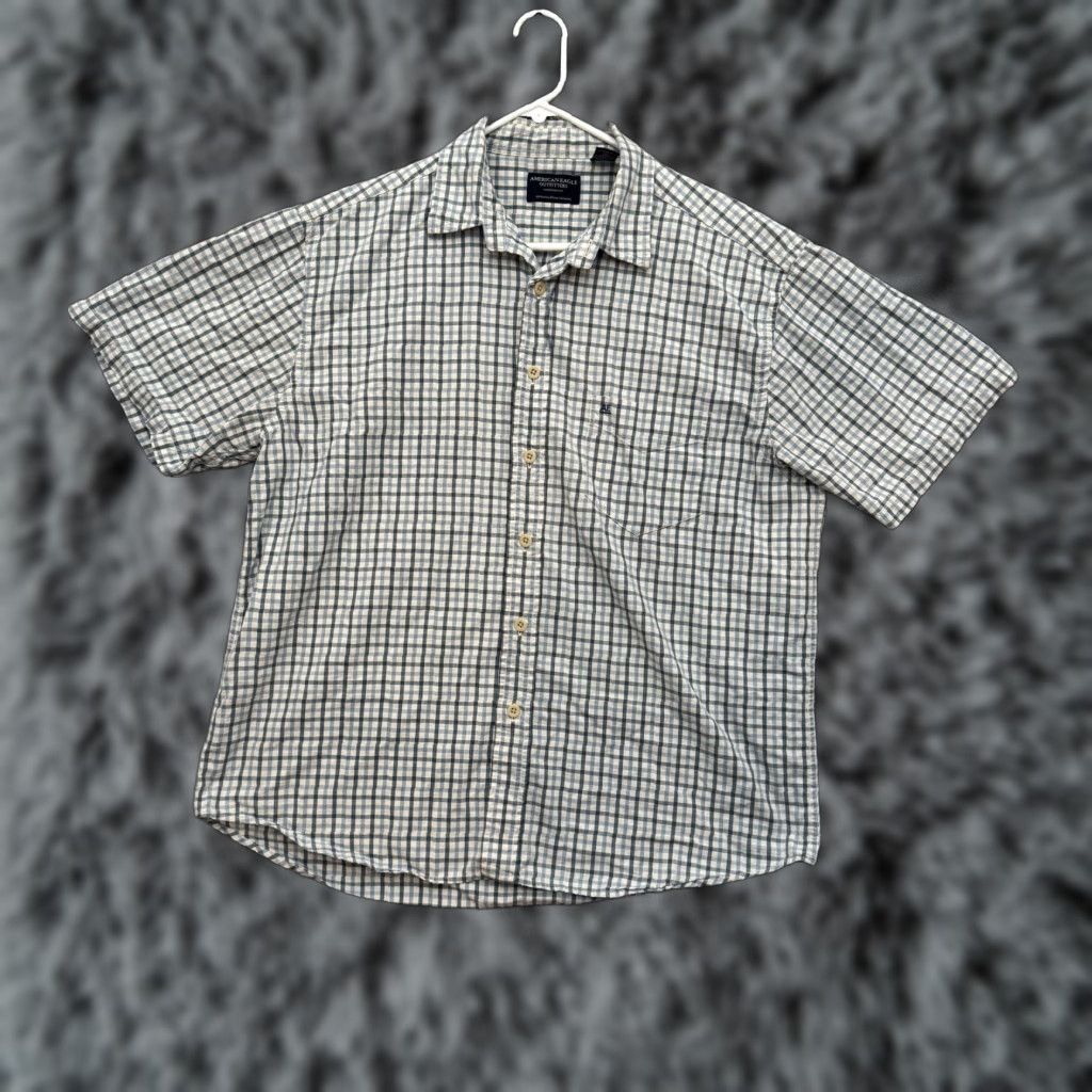 American Eagle Outfitters VINTAGE American Eagle Outfitters Plaid Button-Up Shirt L Mens 90s Preppy Blue Cotton Short Sleeve Grunge Streetwear Size US L / EU 52-54 / 3 - 1 Thumbnail