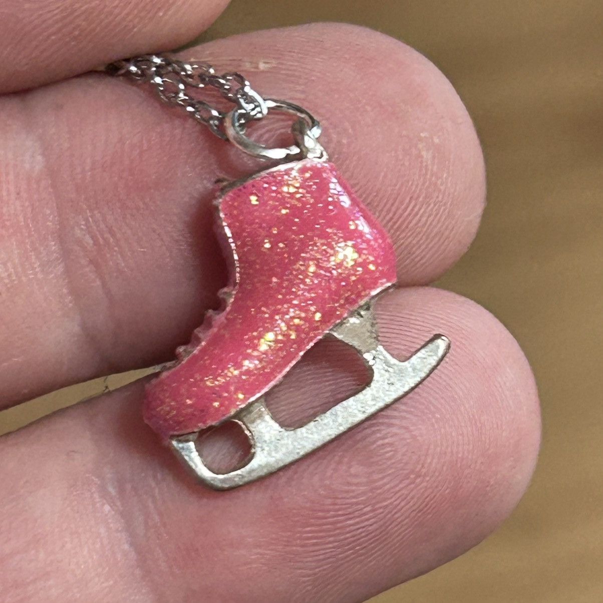 Handmade Handcrafted salvaged vintage glitter ice skate necklace Size ONE SIZE - 4 Thumbnail