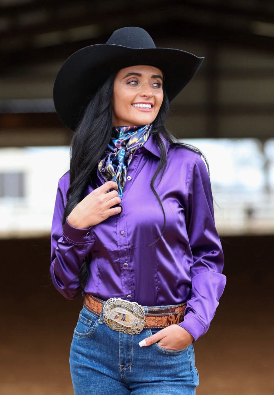 Wrangler Vintage 70s Wrangler Purple 100% Acetate Western Shirt (32) Size S / US 4 / IT 40 - 2 Thumbnail