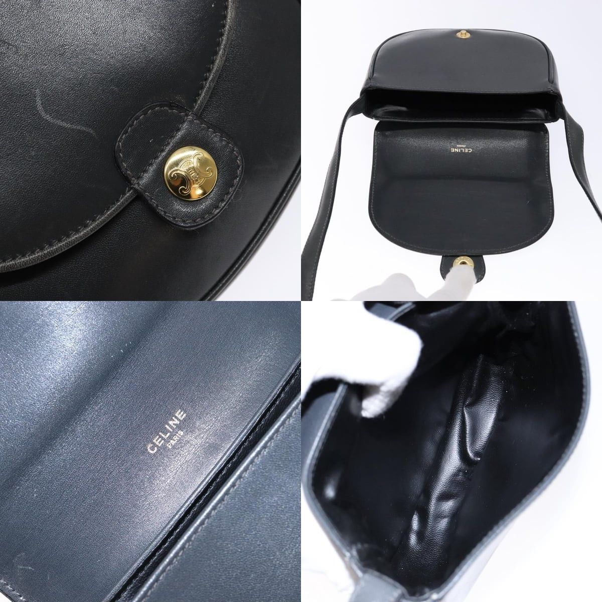 Celine CELINE Shoulder Bag Leather Gray Gold Size ONE SIZE - 11 Thumbnail