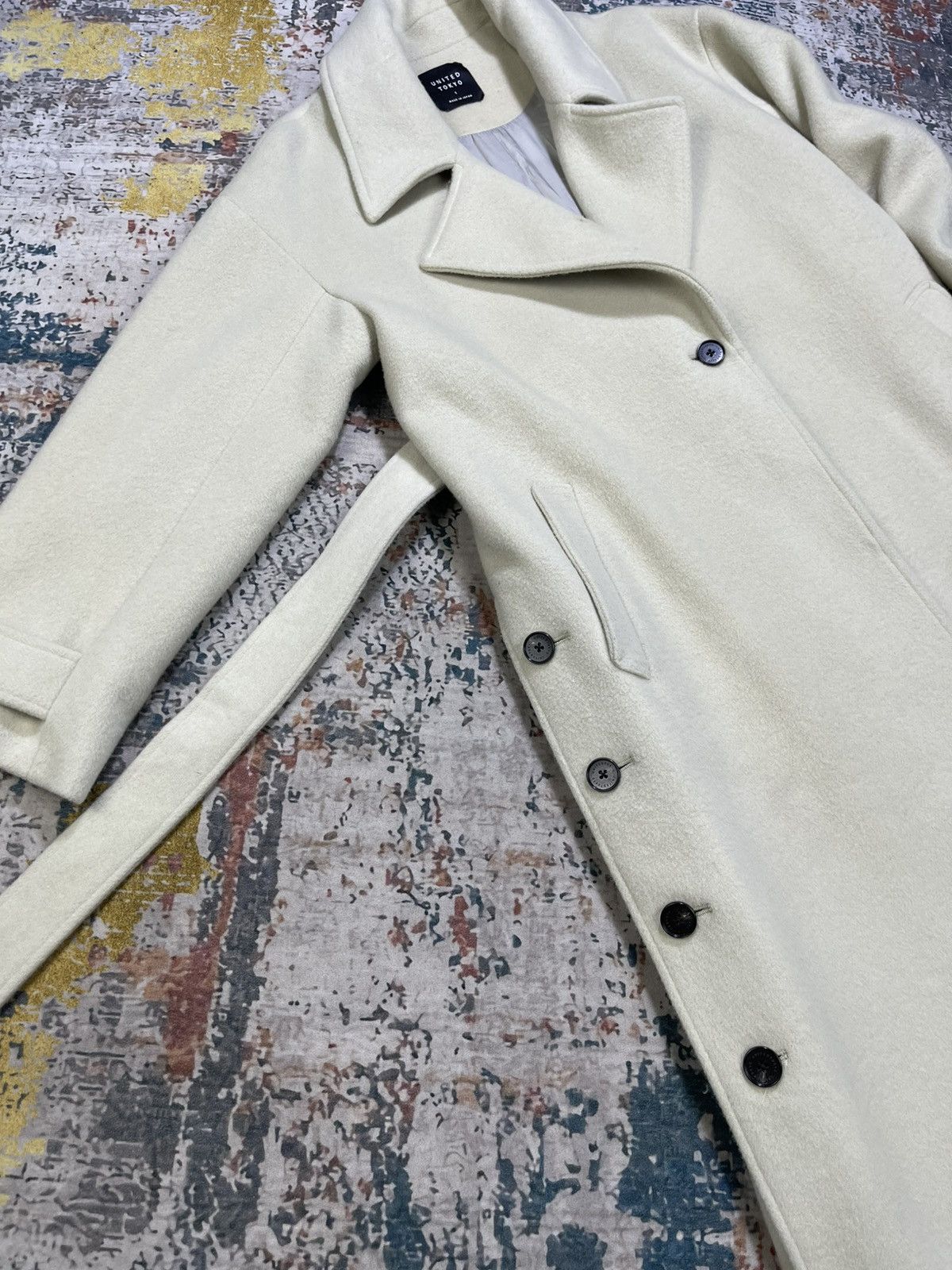 Japanese Brand United Tokyo Button Up Skirt Slit Belted Wool Coat Size XS / US 0-2 / IT 36-38 - 8 Thumbnail