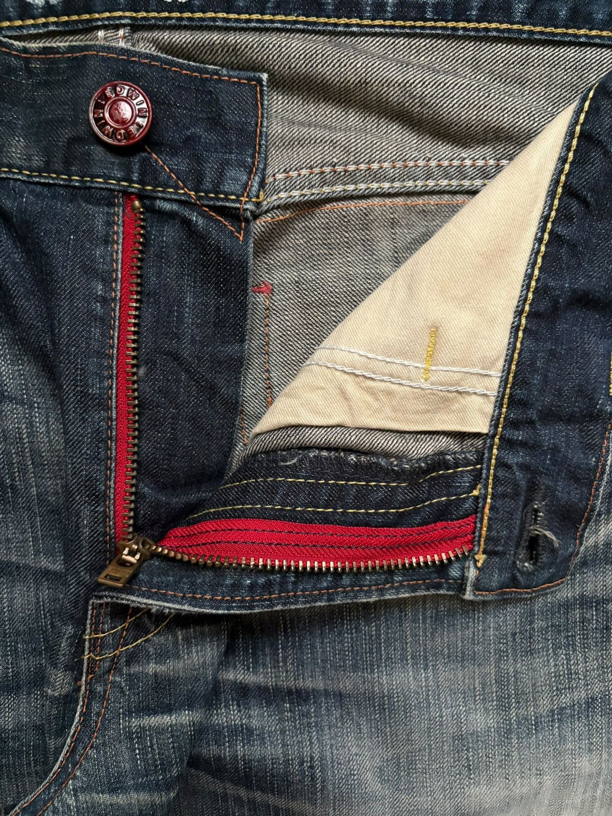 Edwin × Japanese Brand Vintage Japanese Edwin Faded Mud Wash Distress Flare Jeans Size US 33 - 9 Thumbnail