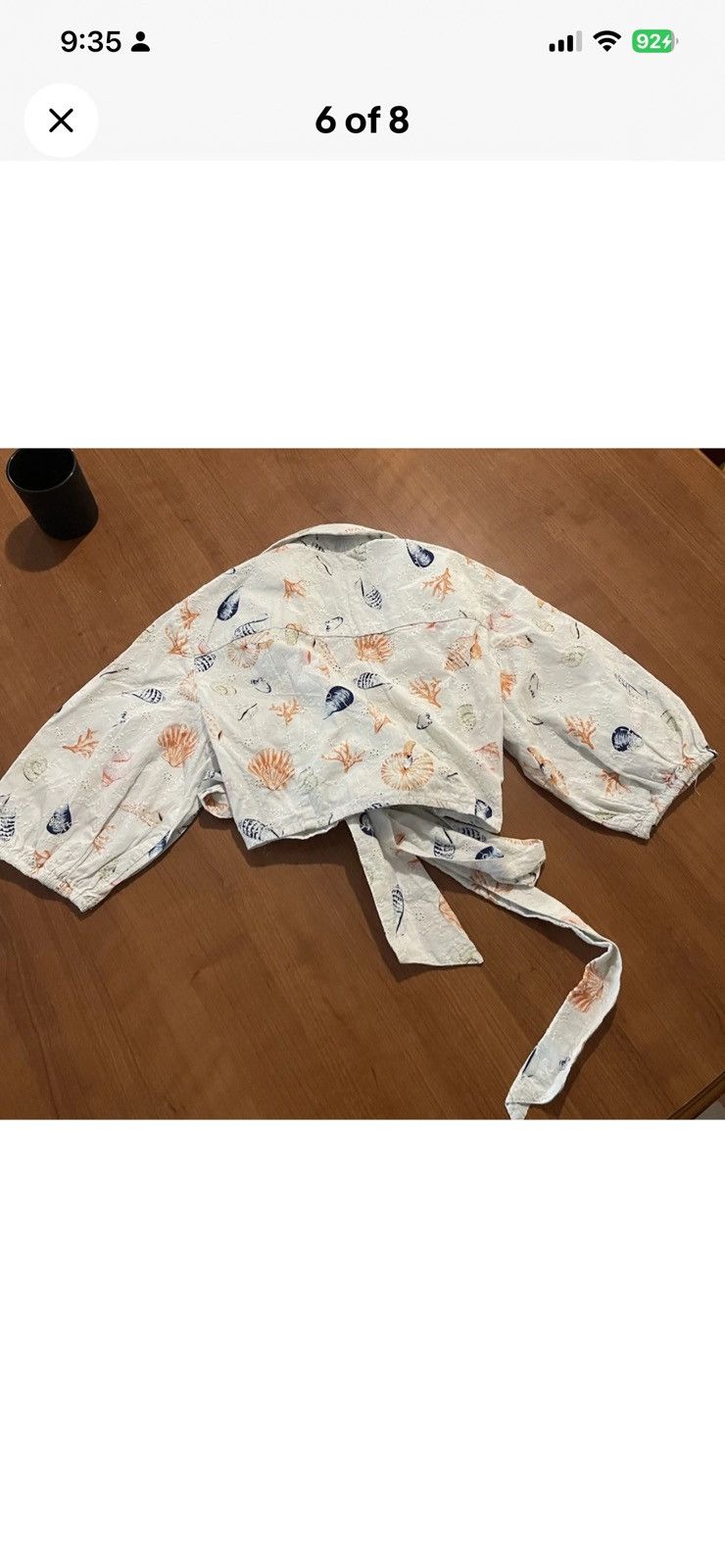 Anthropologie Maeve Women’s Cropped Tie Waist Seashell Eyelet Wrap Blouse Size M / US 6-8 / IT 42-44 - 6 Thumbnail