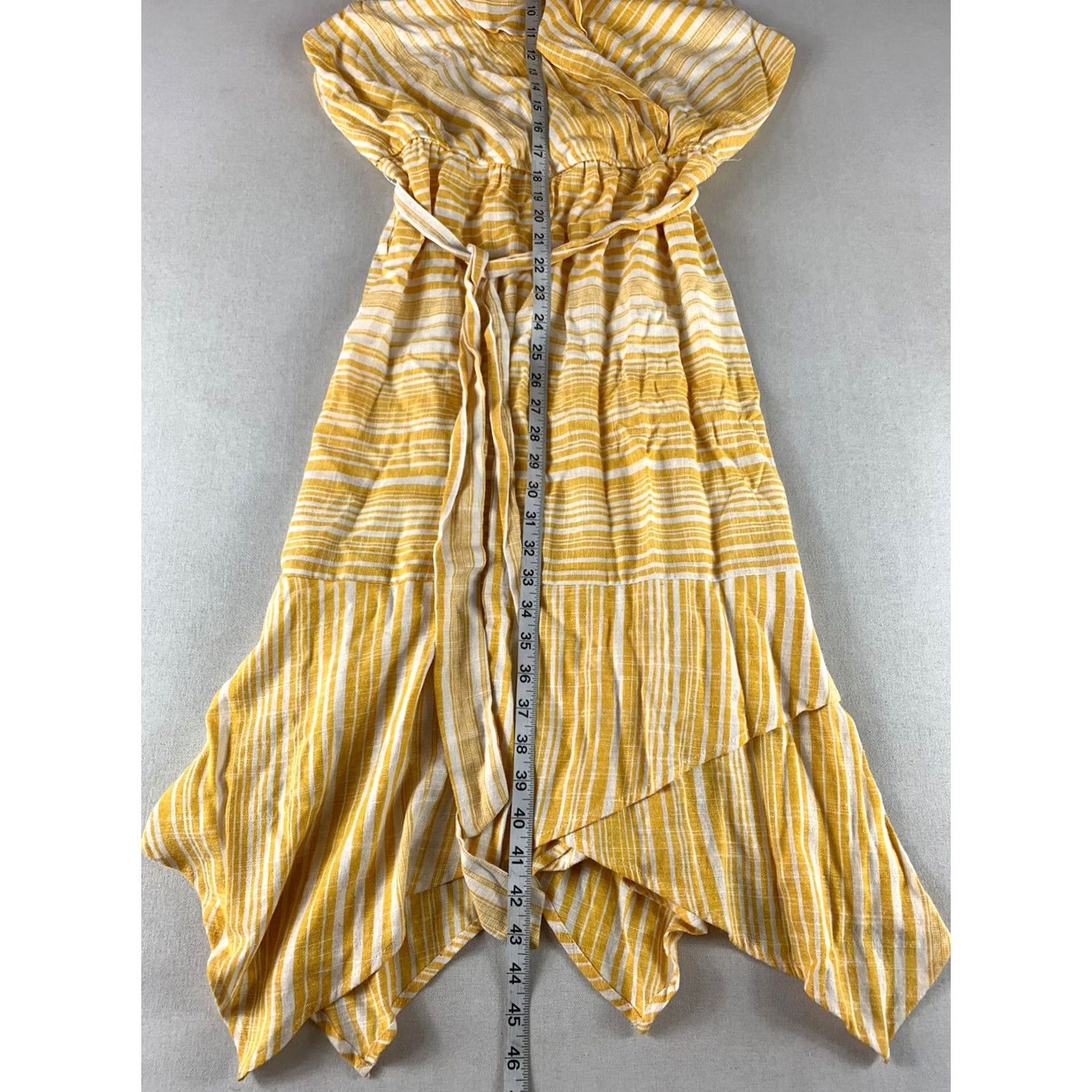 Hudson JUNE & HUDSON LONG DRESS YELLOW STRIPED WOMENS SIZE 1 LINEN BLEND Size XS / US 0-2 / IT 36-38 - 3 Thumbnail
