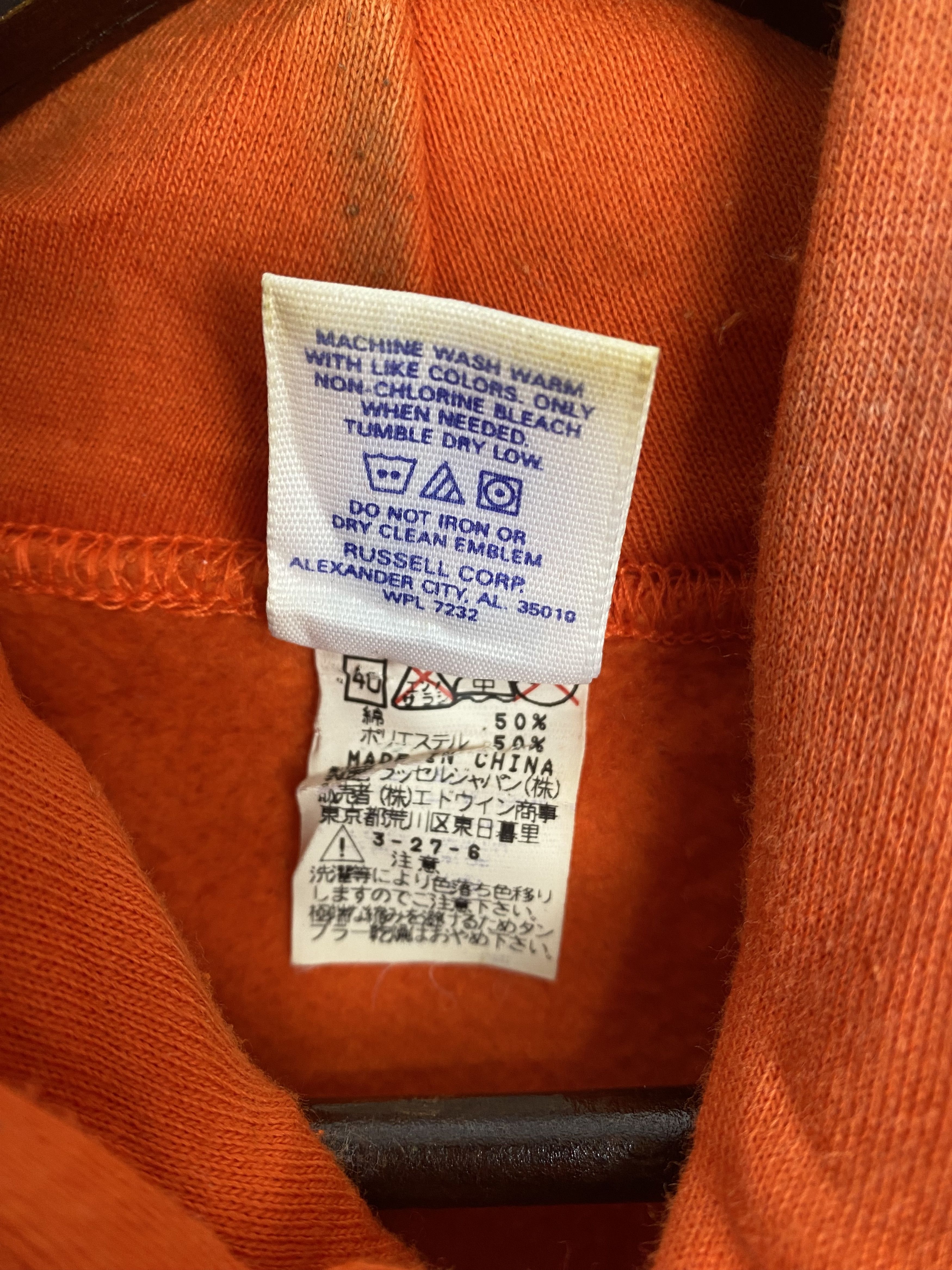 Russell Athletic Vintage Russell Athletic Orange Long Sleeve Hoodies Size US L / EU 52-54 / 3 - 7 Thumbnail