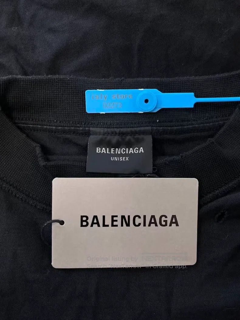 Balenciaga Balenciaga Logo Printed Distressed Short Sleeve T-Shirt Size US XL / EU 56 / 4 - 5 Thumbnail