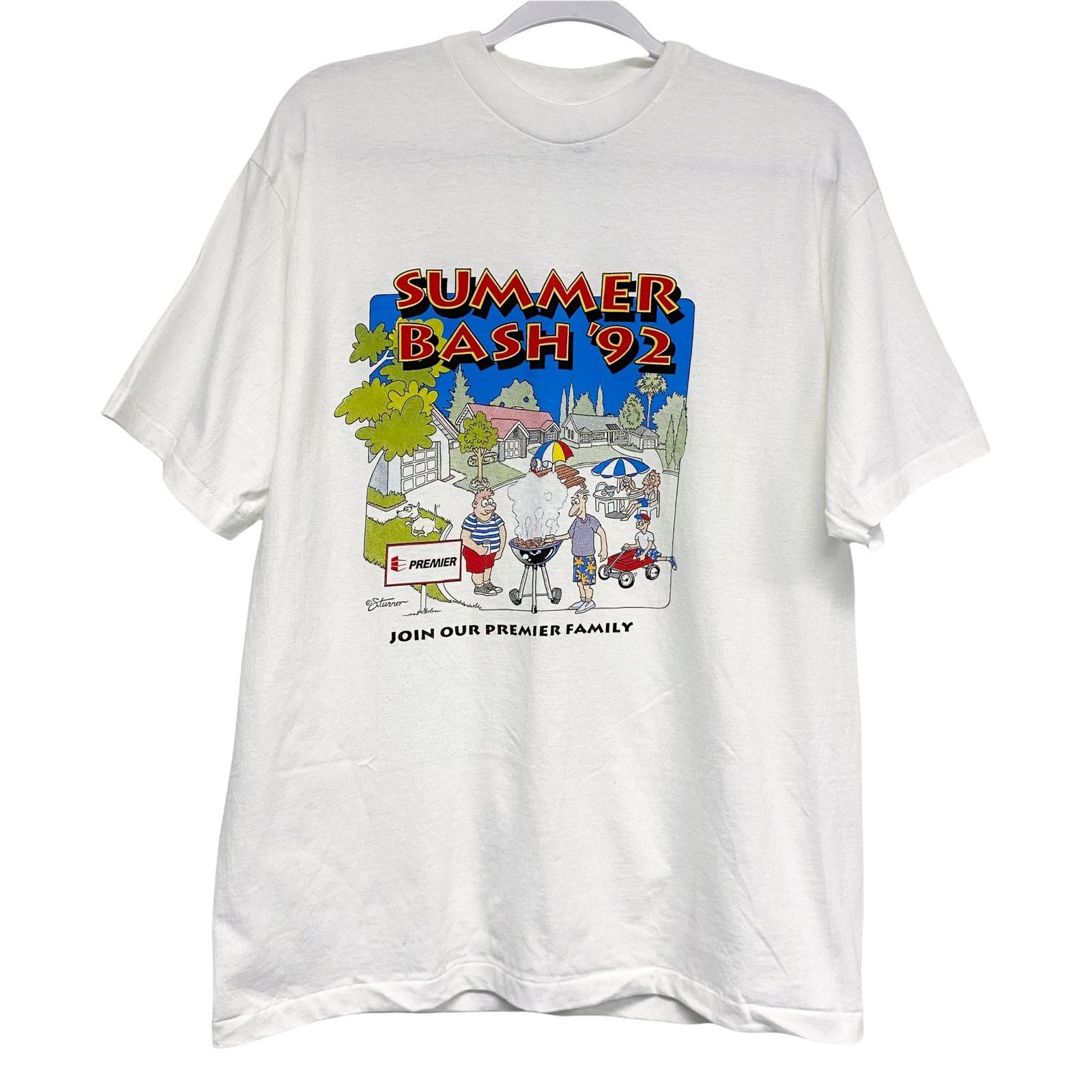 Vintage Vintage Hanes Summer Bash '92 Single Stitch Graphic T Shirt Size US L / EU 52-54 / 3 - 7 Thumbnail
