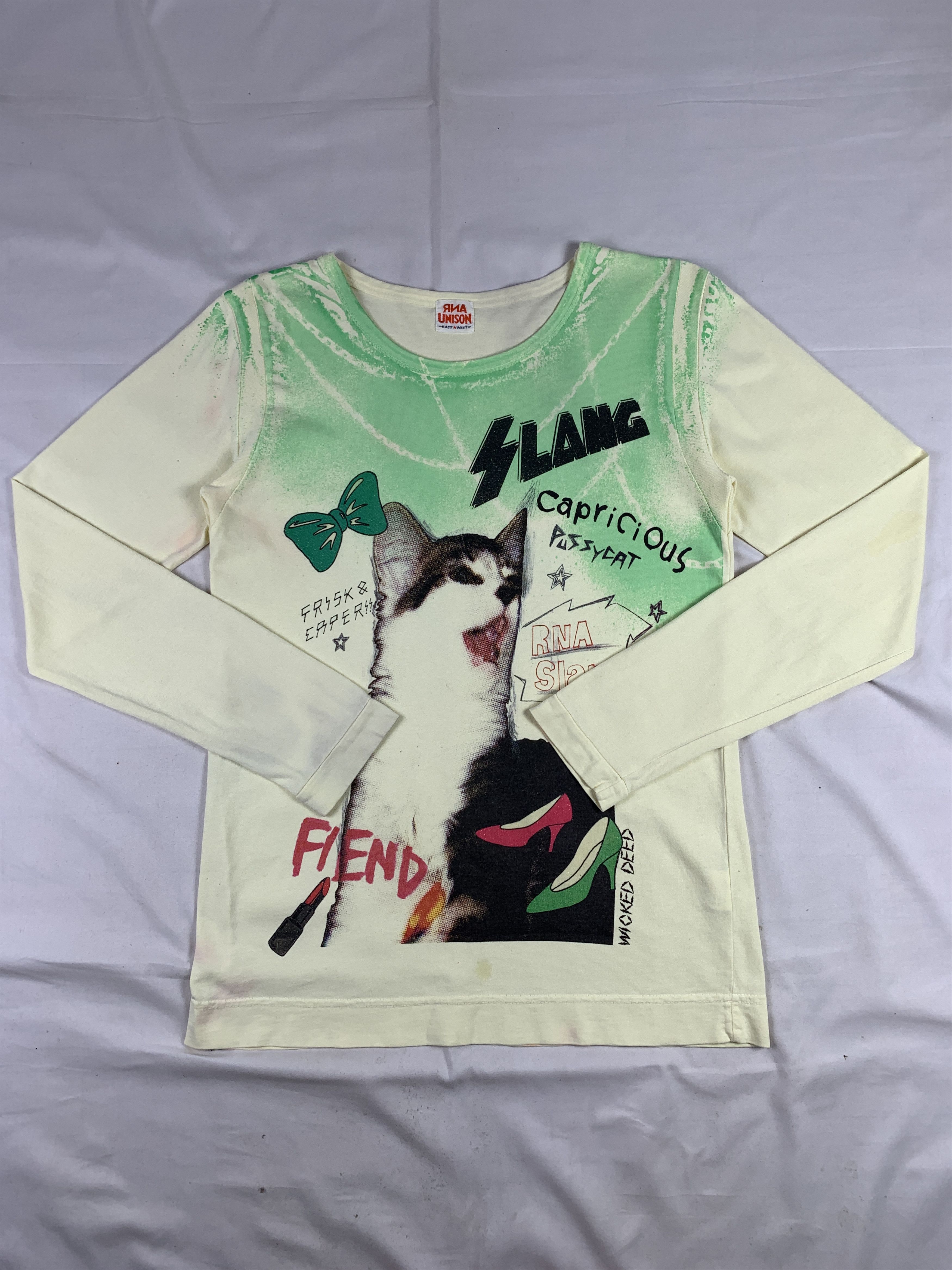 Japanese Brand RnA Slang Big Cat Printed Longsleeve Top (M) Size M / US 6-8 / IT 42-44 - 1 Thumbnail
