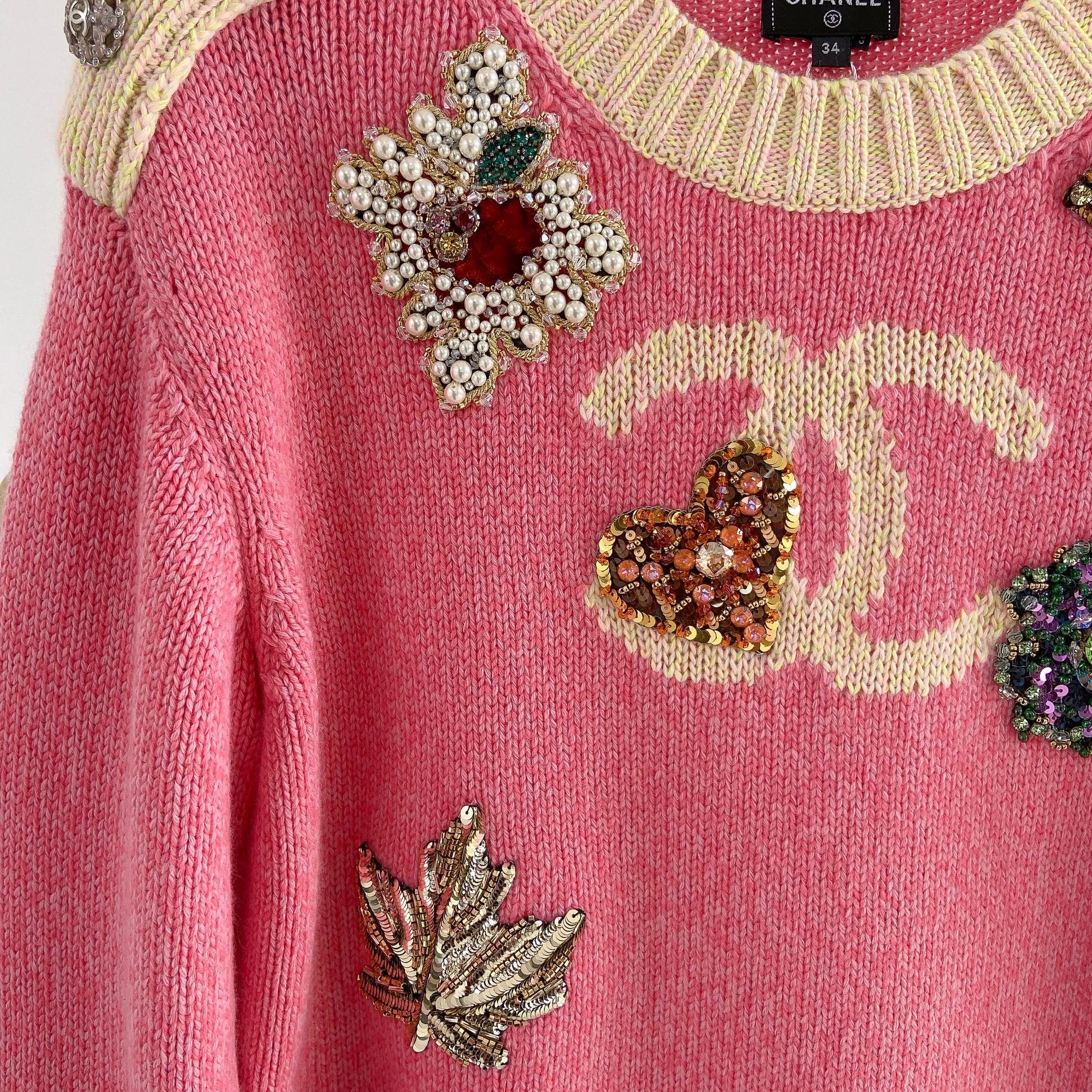 Chanel Chanel pink cashmere heavy beaded knit sweater Size XS / US 0-2 / IT 36-38 - 5 Thumbnail