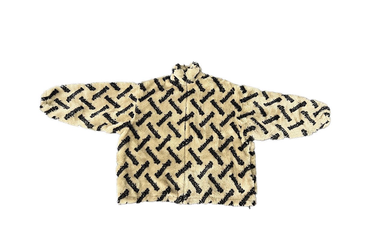 Balenciaga o1srvl11e0925 Logotype All Over Zip-Up Jacket in Beige Size M / US 6-8 / IT 42-44 - 1 Preview