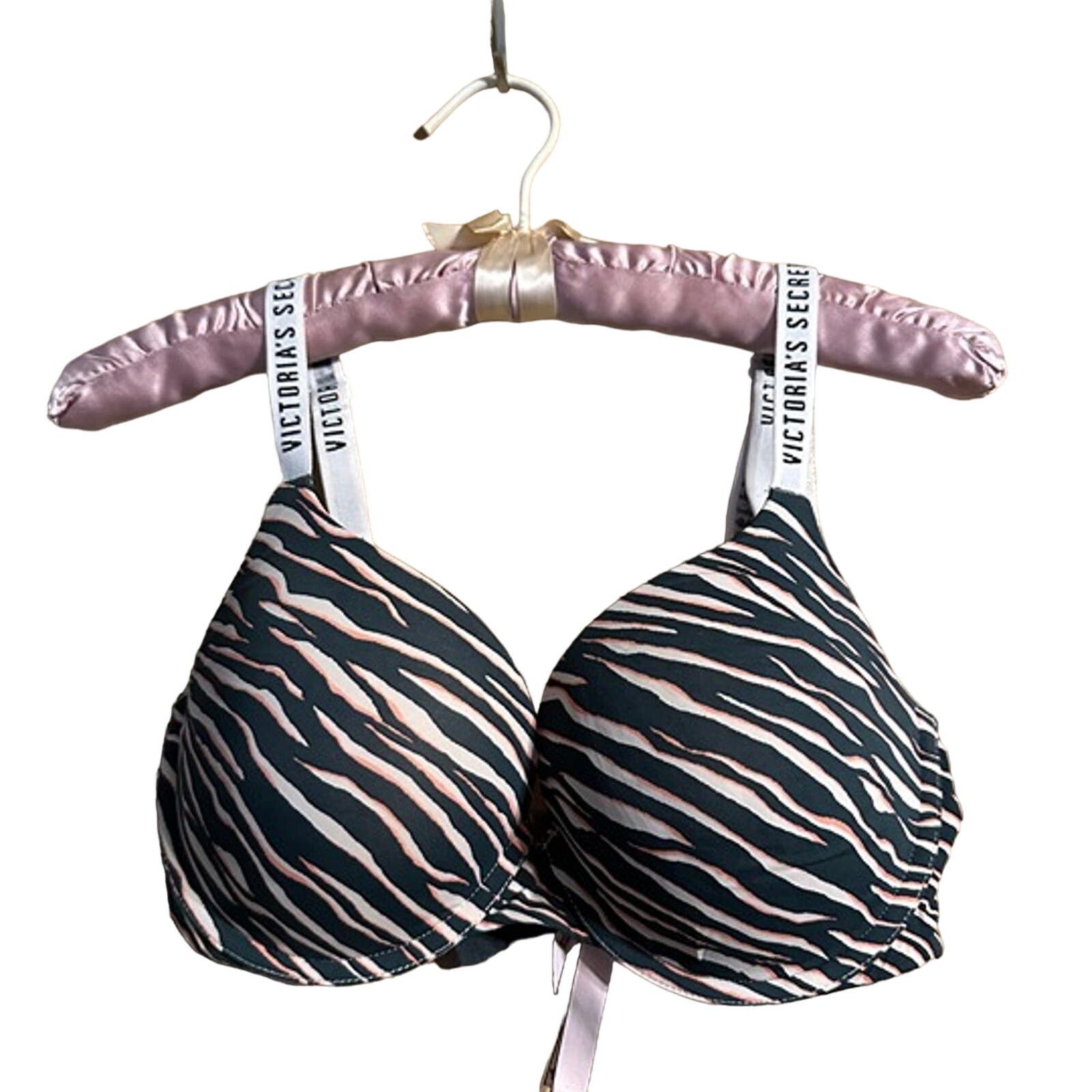 Victoria's Secret Victoria's Secret 34D Push-Up T-Shirt Zebra Striped Bra Size ONE SIZE - 1 Thumbnail