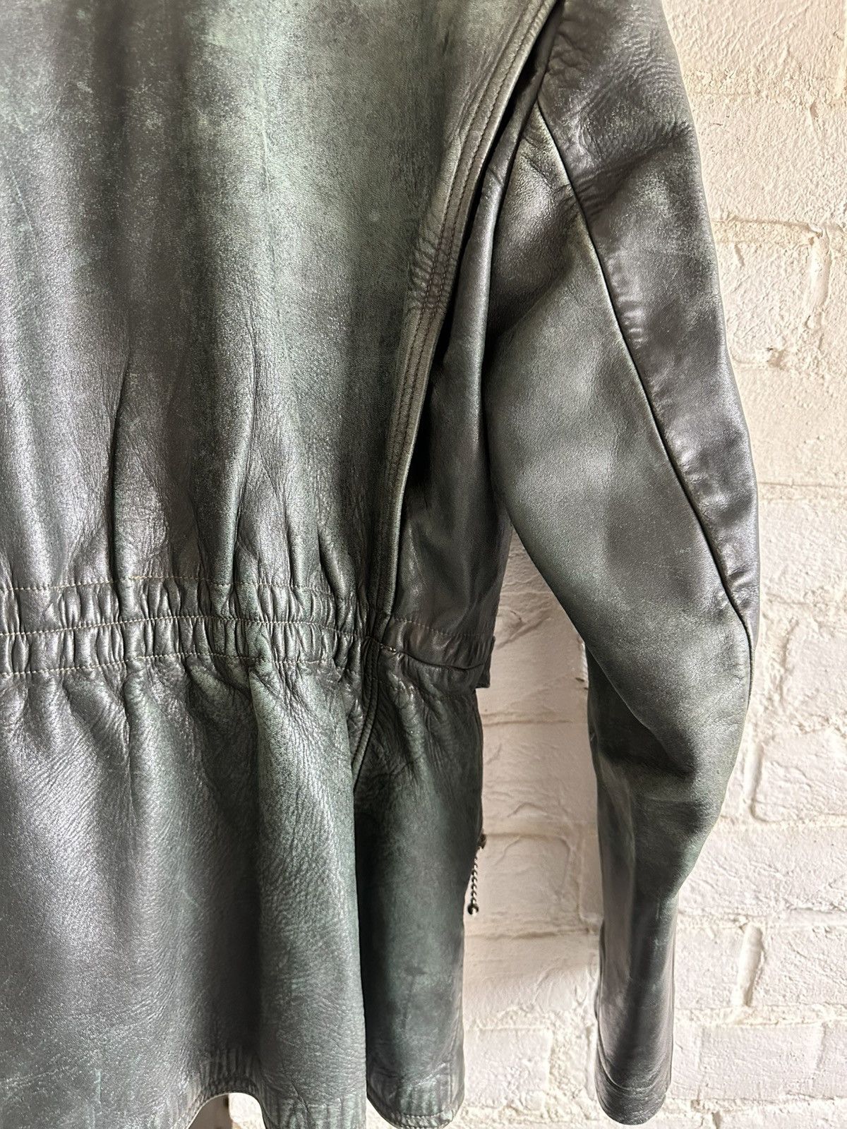 Vintage Vintage German Leather Jacket Biker Style Dark Green Size US L / EU 52-54 / 3 - 14 Thumbnail