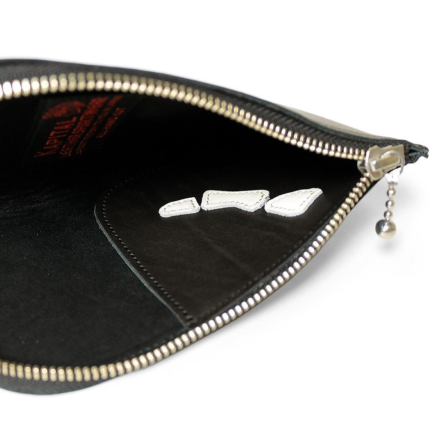 Kapital Kapital leather THUMBS UP BONE HAND ZIP neck BAG black new Size ONE SIZE - 8 Thumbnail