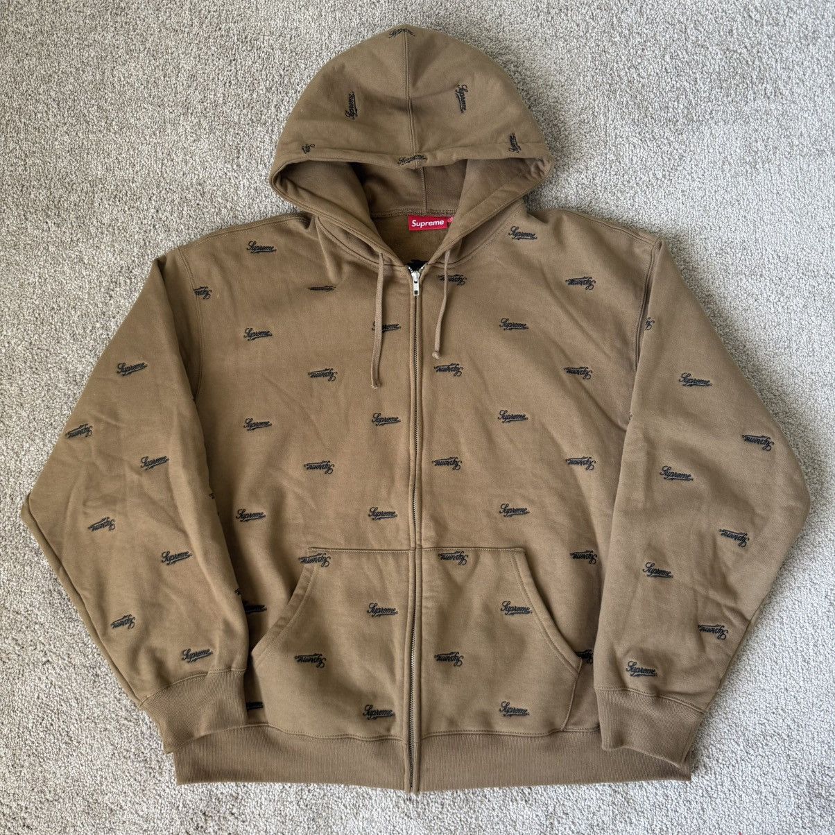 Supreme Repeat Script Zip Up Hoodie