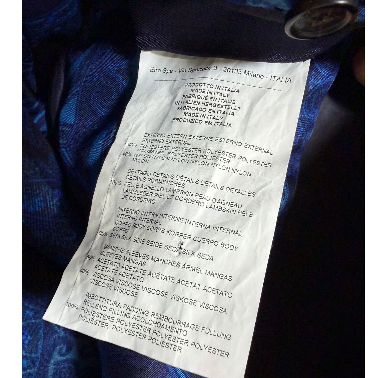 Etro Etro NWT Chrore Jacket Blue Utility with Lambskin Collar Size US L / EU 52-54 / 3 - 4 Thumbnail