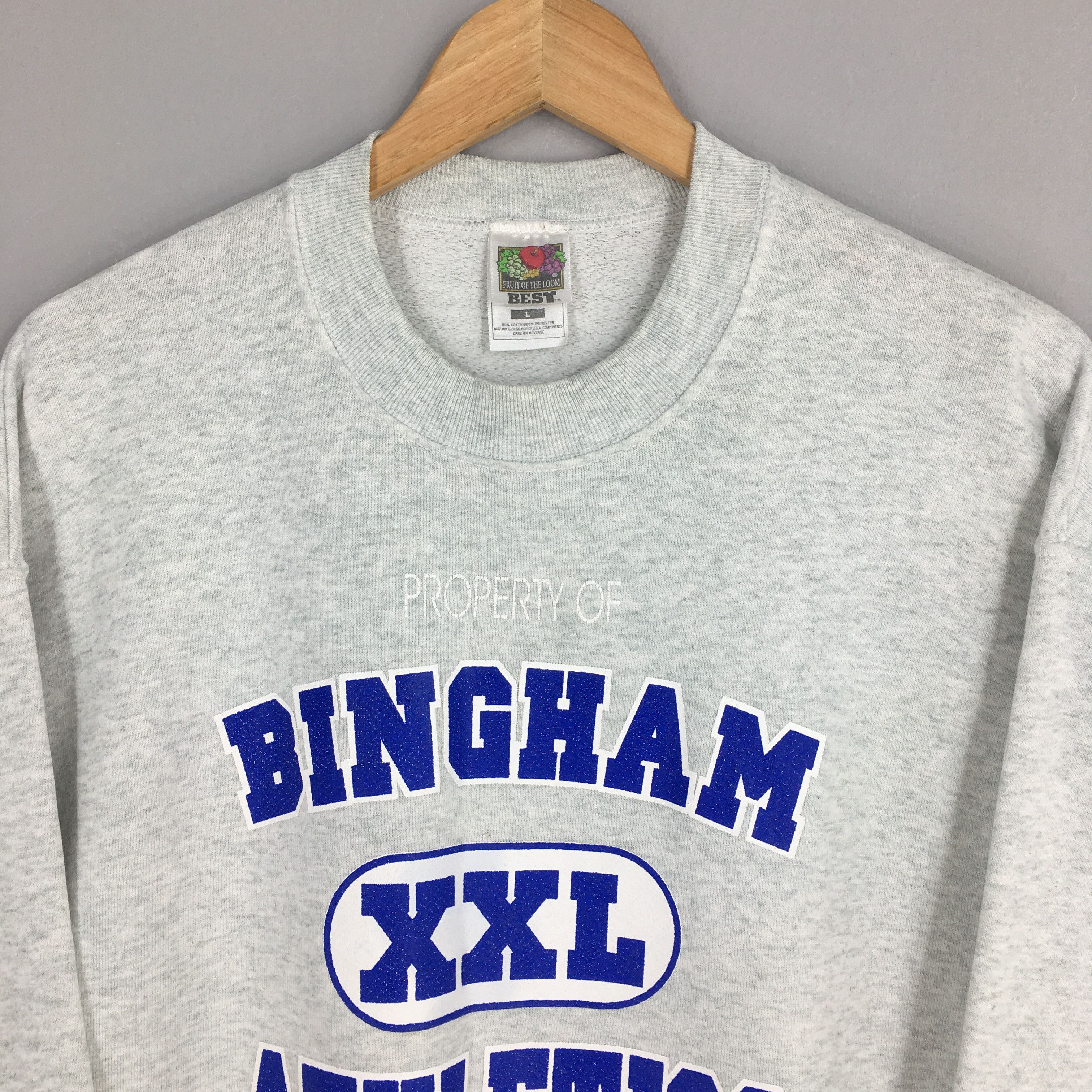 Fruit Of The Loom × Vintage Vintage 90s Bingham Athletics Gray Sweatshirt Large Size US L / EU 52-54 / 3 - 2 Thumbnail