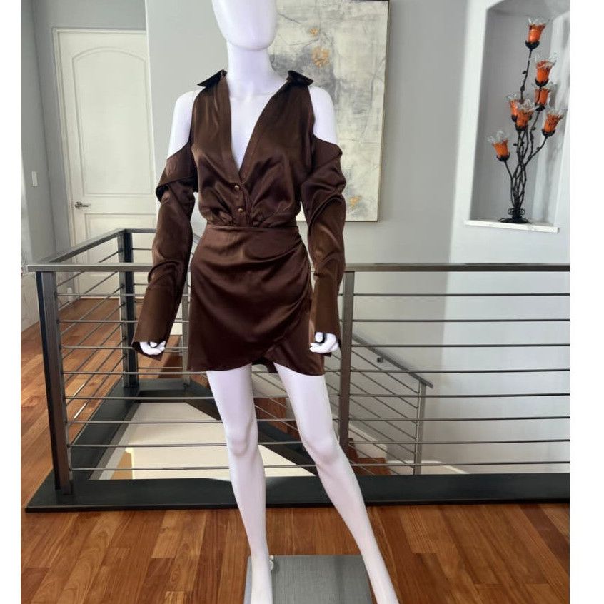 image of Ser O Ya Ser.o.ya Shea Silk Dress In Chocolate in Brown, Women's (Size Small)