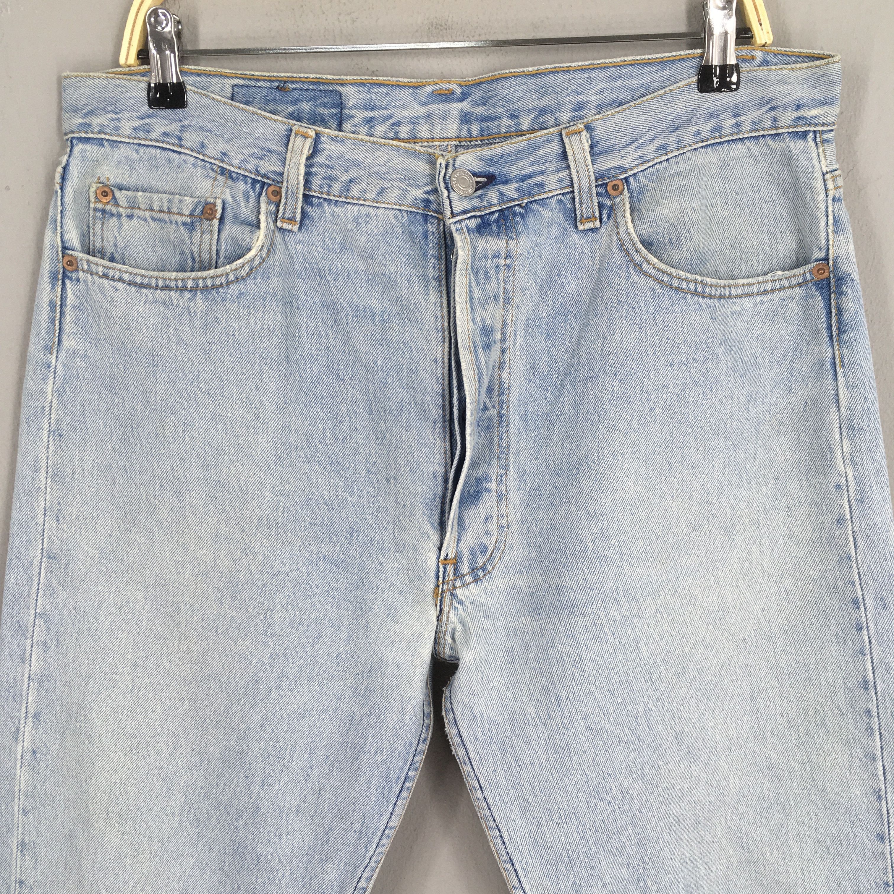 Size 34x29 Vintage 90s Levi's 501 Faded Pale Blue Jeans