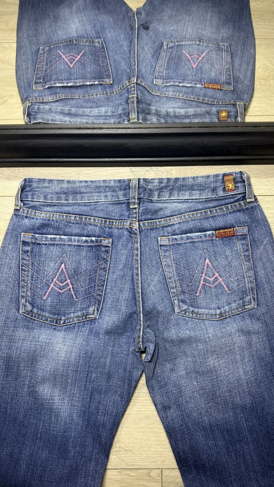 7 For All Mankind Y2K 2000s Women’s 7 For All Mankind Embroidered Flared Jeans Size 31" - 3 Thumbnail