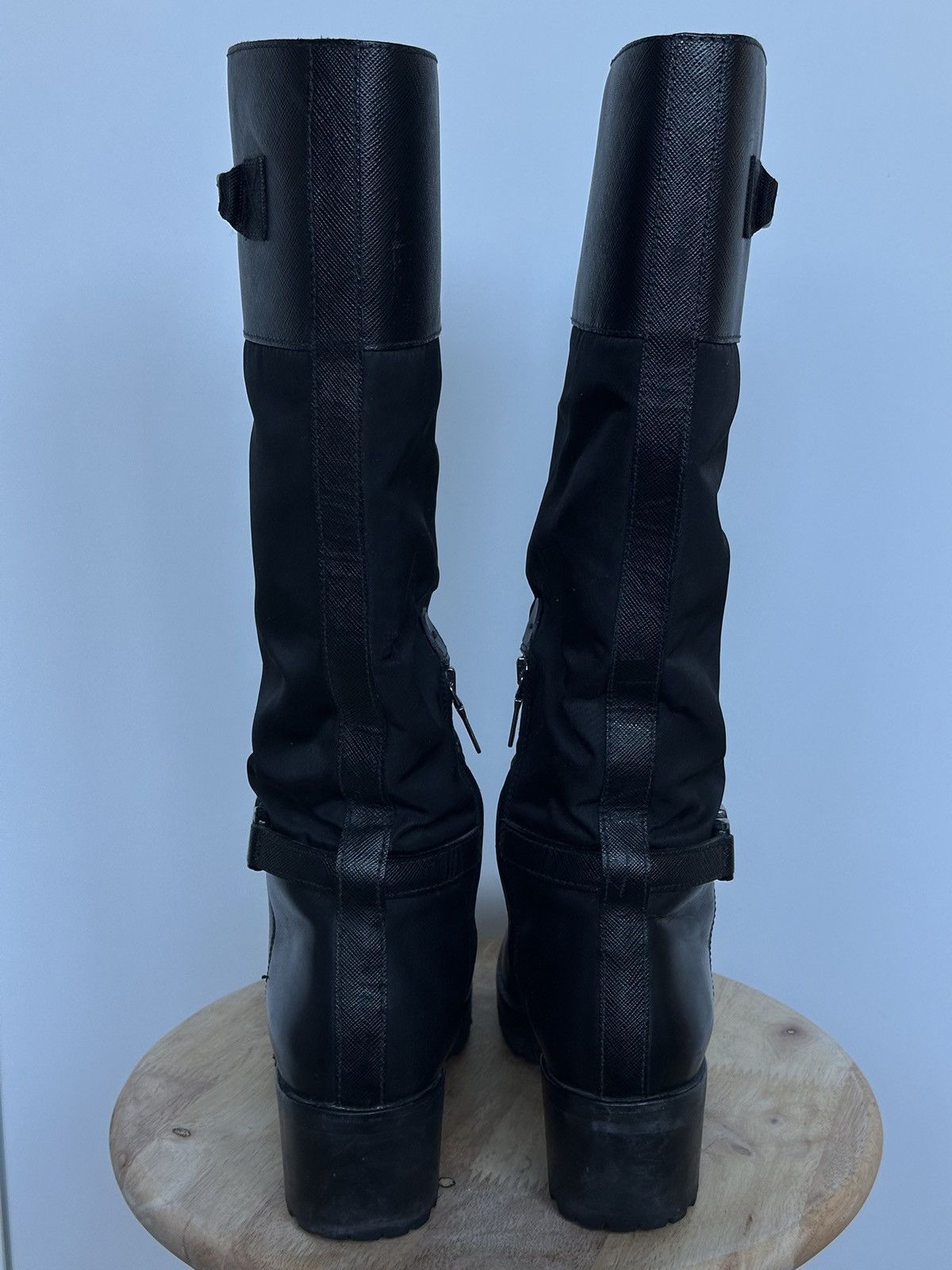 Prada Prada Leather / Nylon Biker Boots Size US 7.5 / IT 37.5 - 5 Thumbnail