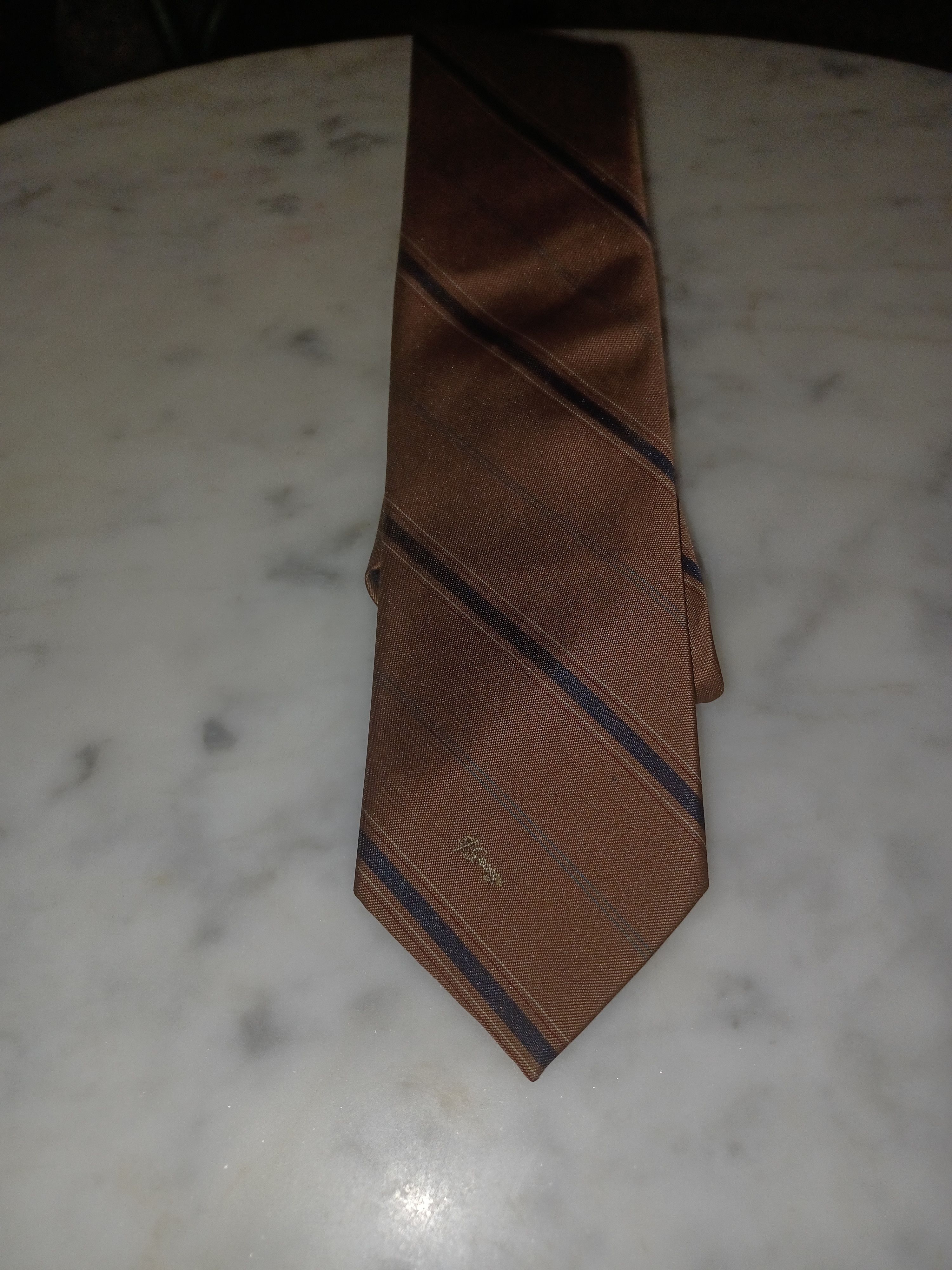 Other St. George Men's Tie Brown Diagonal Stripes Size ONE SIZE - 1 Thumbnail