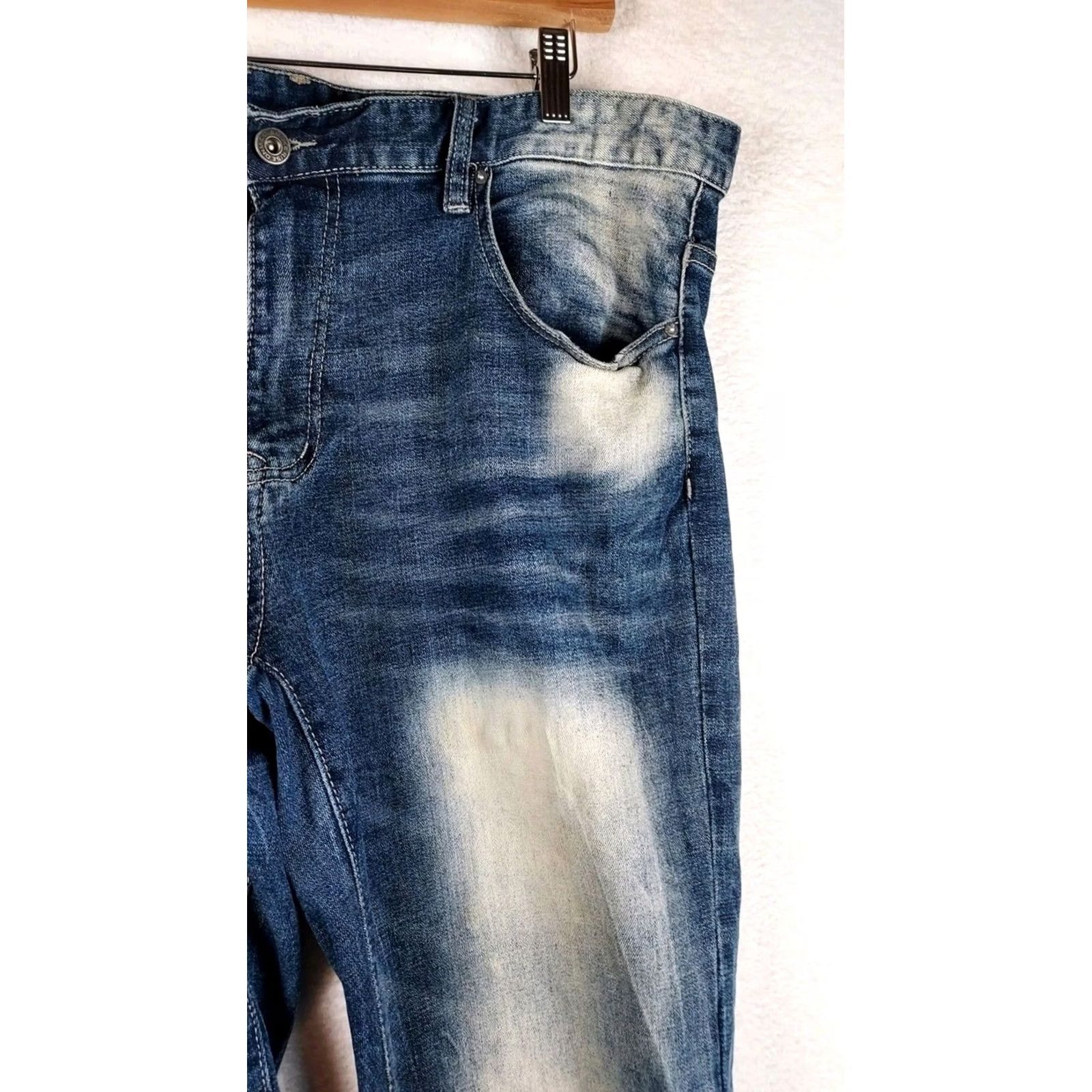 Denime Smoke Rise jeans Distressed Moto Straight 40x34 Mens Blue Denim 5-Pocket Grunge Vintage N/A Size US 40 / EU 56 - 5 Thumbnail