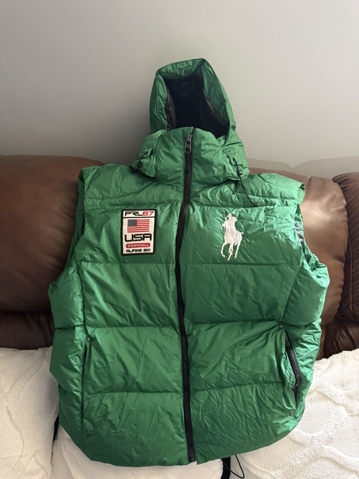 Polo Ralph Lauren Polo Ralph Lauren PRL 67 USA Alpine Ski Green Puffer Vest Size US XXL / EU 58 / 5 - 2 Thumbnail