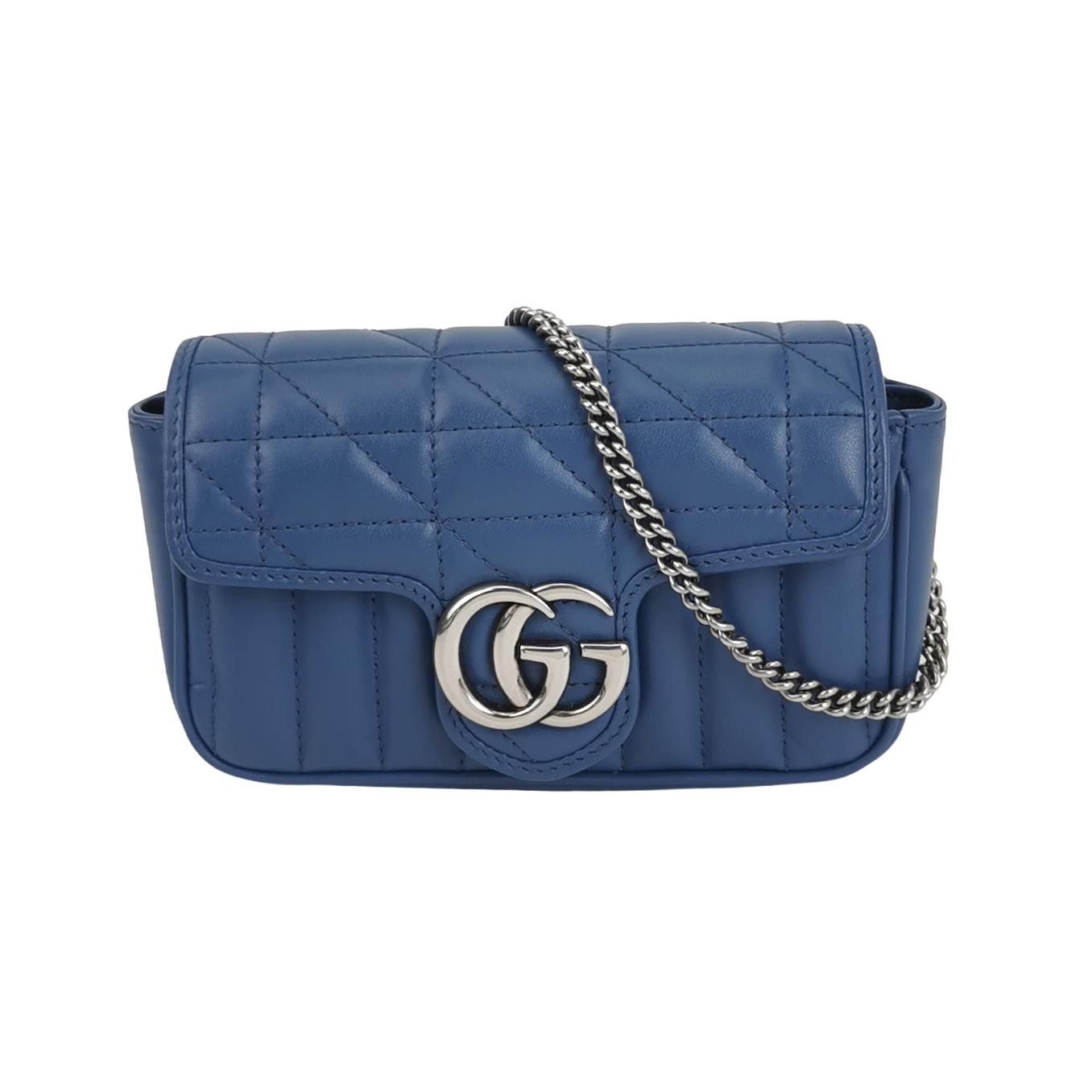 Gucci Gucci GG Marmont Leather Shoulder Bag Blue Size ONE SIZE - 1 Thumbnail