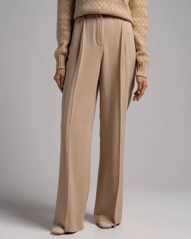 Loro Piana LORO PIANA Ms.Light beige silk wide leg pants Size 26" / US 2 / IT 38 - 5 Thumbnail