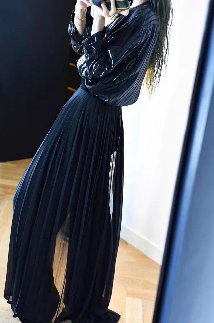 Other Vieuxnew Pleated Sash Silk Velvet Straight Pants Size 26" / US 2 / IT 38 - 9 Thumbnail