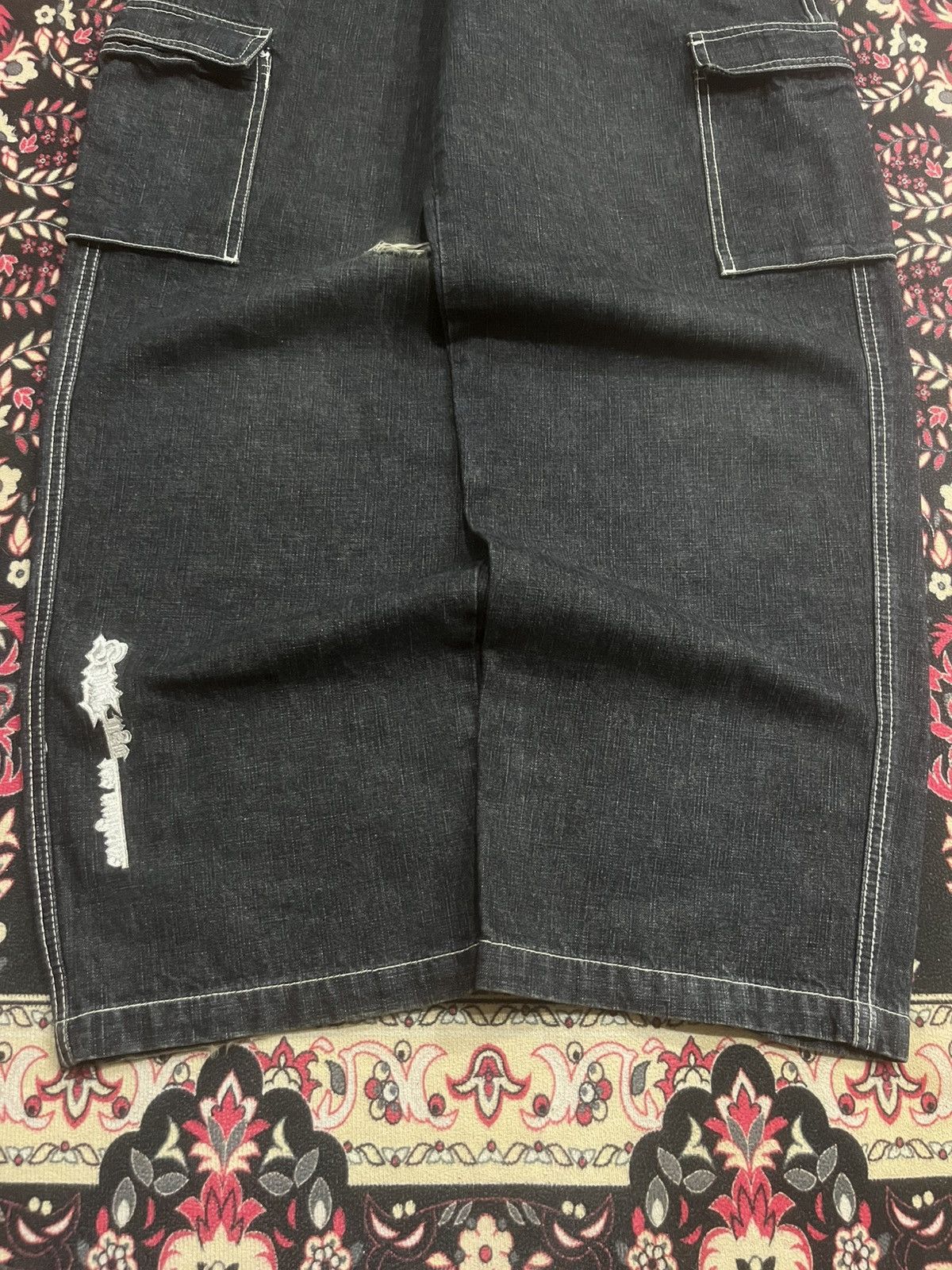 JNCO Vintage Soul Los Angeles Cargo Baggy Black Washed Jeans Size US 29 - 13 Thumbnail