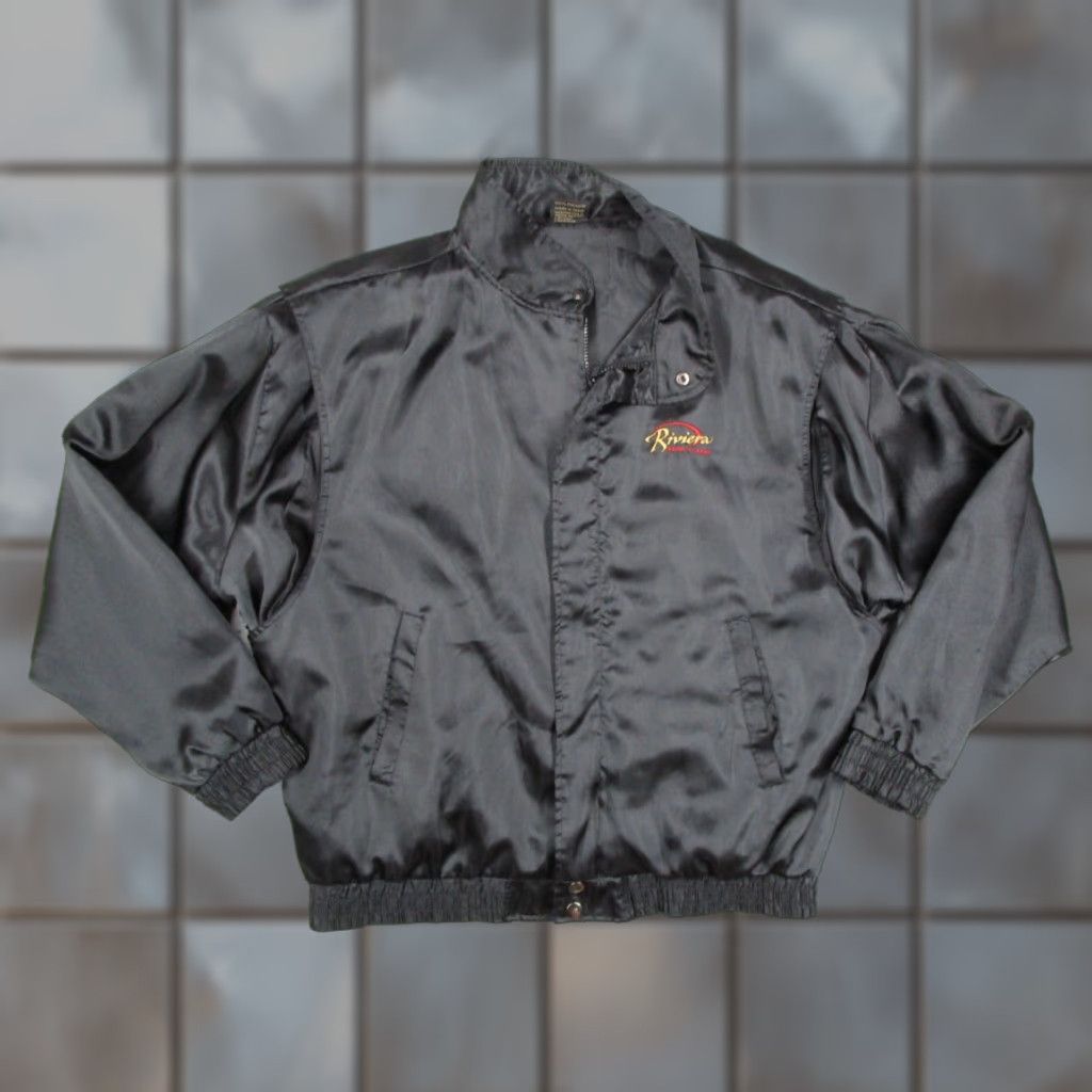 Rivieras VINTAGE Riviera Hotel & Casino Jacket Mens XL Black Satin Full Zip Embroidered Logo 80s 90s Las Vegas Bomber Jacket Size US XL / EU 56 / 4 - 1 Thumbnail