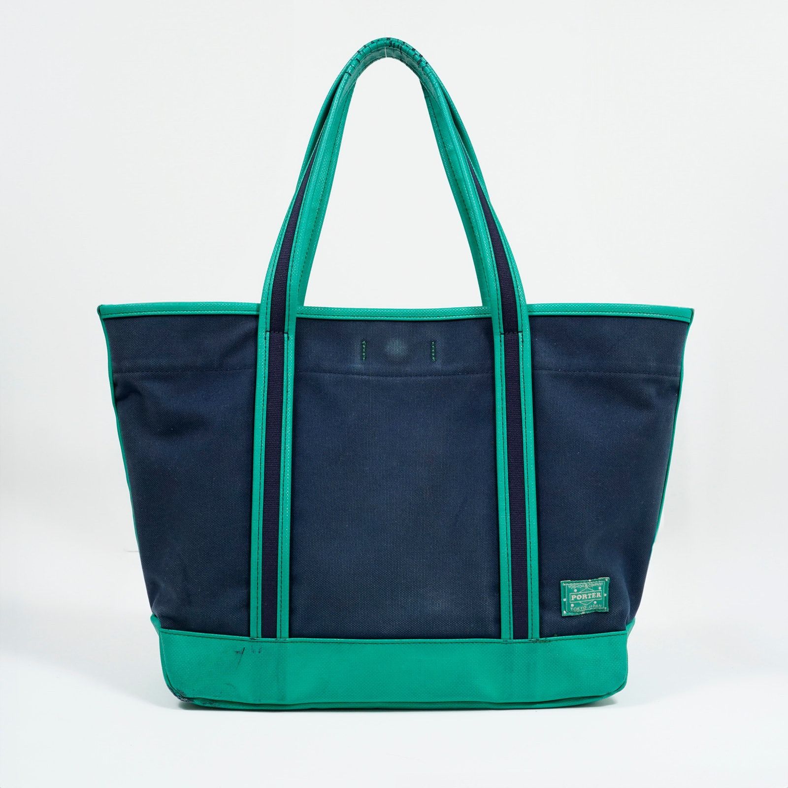 Porter Porter Girl Boyfriend Tote Canvas Navy Green Trim Japan Size ONE SIZE - 1 Thumbnail