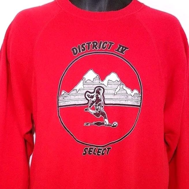 Hanes VINTAGE Hanes Soccer Sweatshirt Mens Size L Red 80s District IV Select Made In USA Crew Neck Long Sleeve Cotton Blend N/A Size US L / EU 52-54 / 3 - 2 Thumbnail