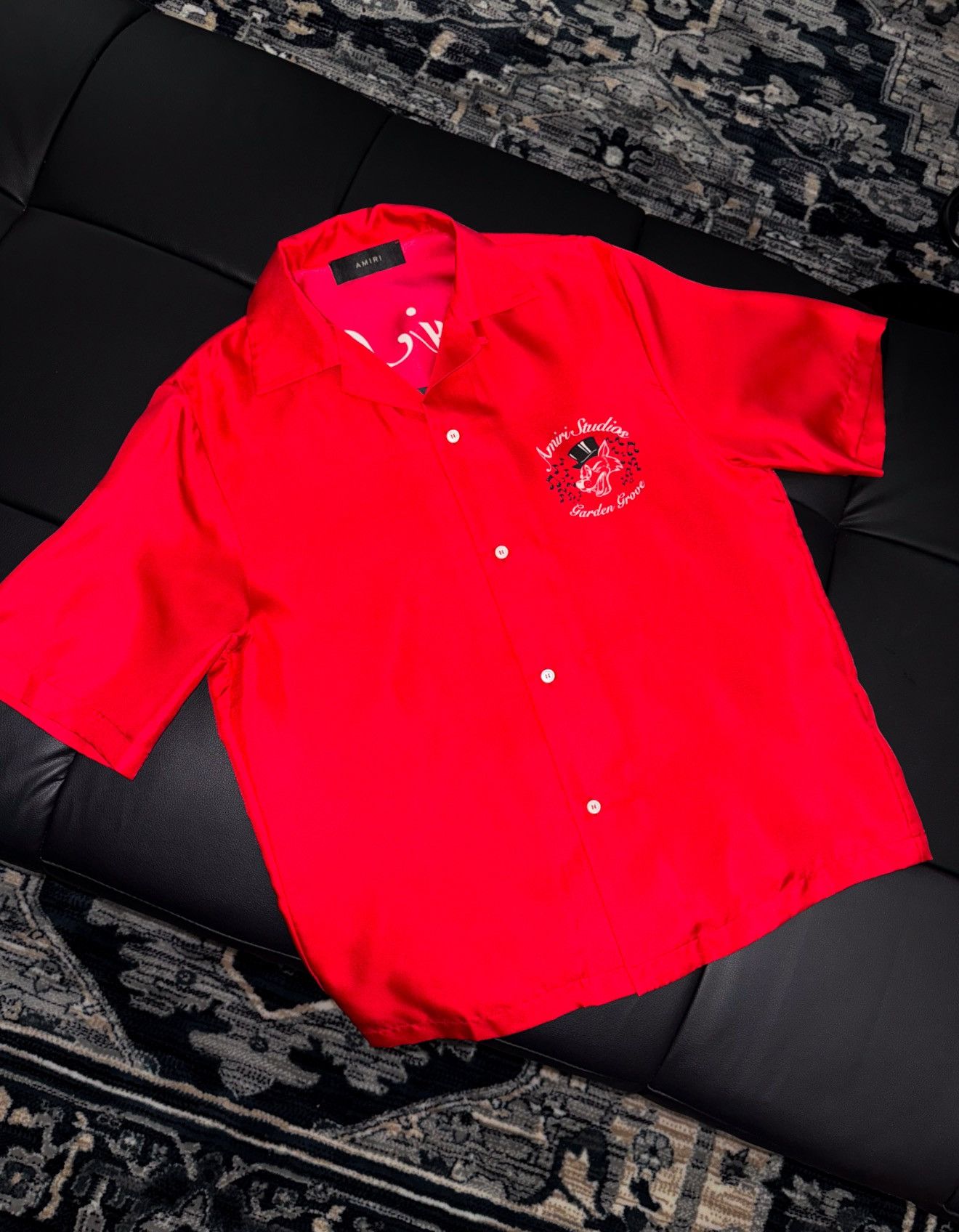 Amiri Amiri red silk logo shirt Size US M / EU 48-50 / 2 - 2 Thumbnail