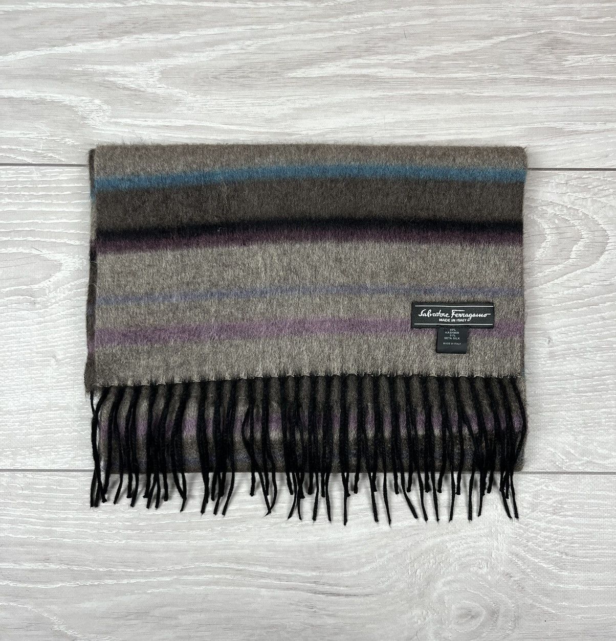 Salvatore Ferragamo Salvatore Ferragamo Cashmere Silk Luxury Mens Scarf Size ONE SIZE - 2 Thumbnail