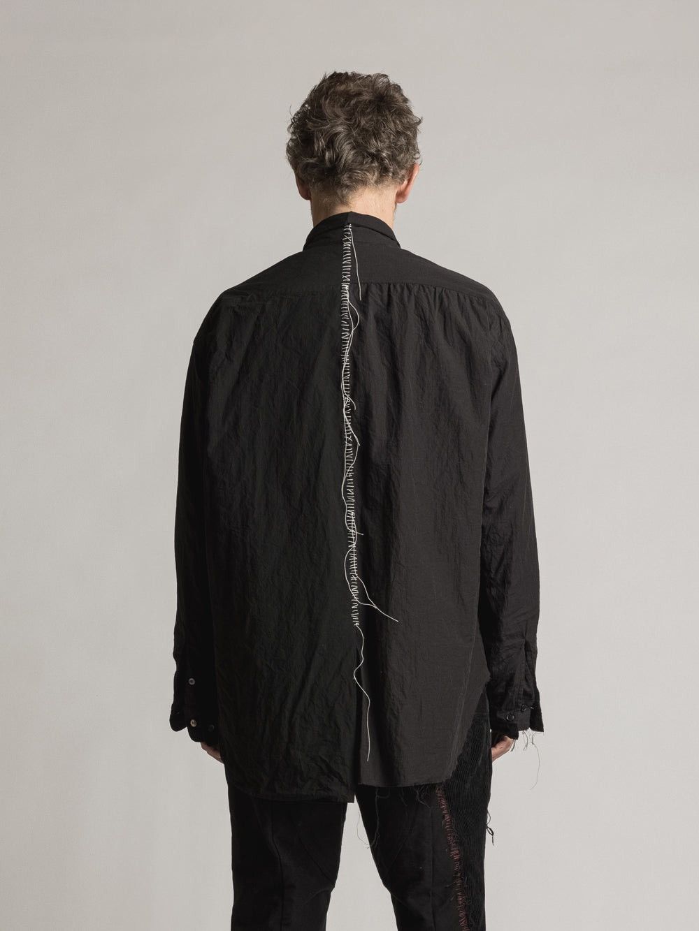 The Viridi-anne Duellum double fabric layered shirt in black cotton n linen Size US L / EU 52-54 / 3 - 6 Thumbnail
