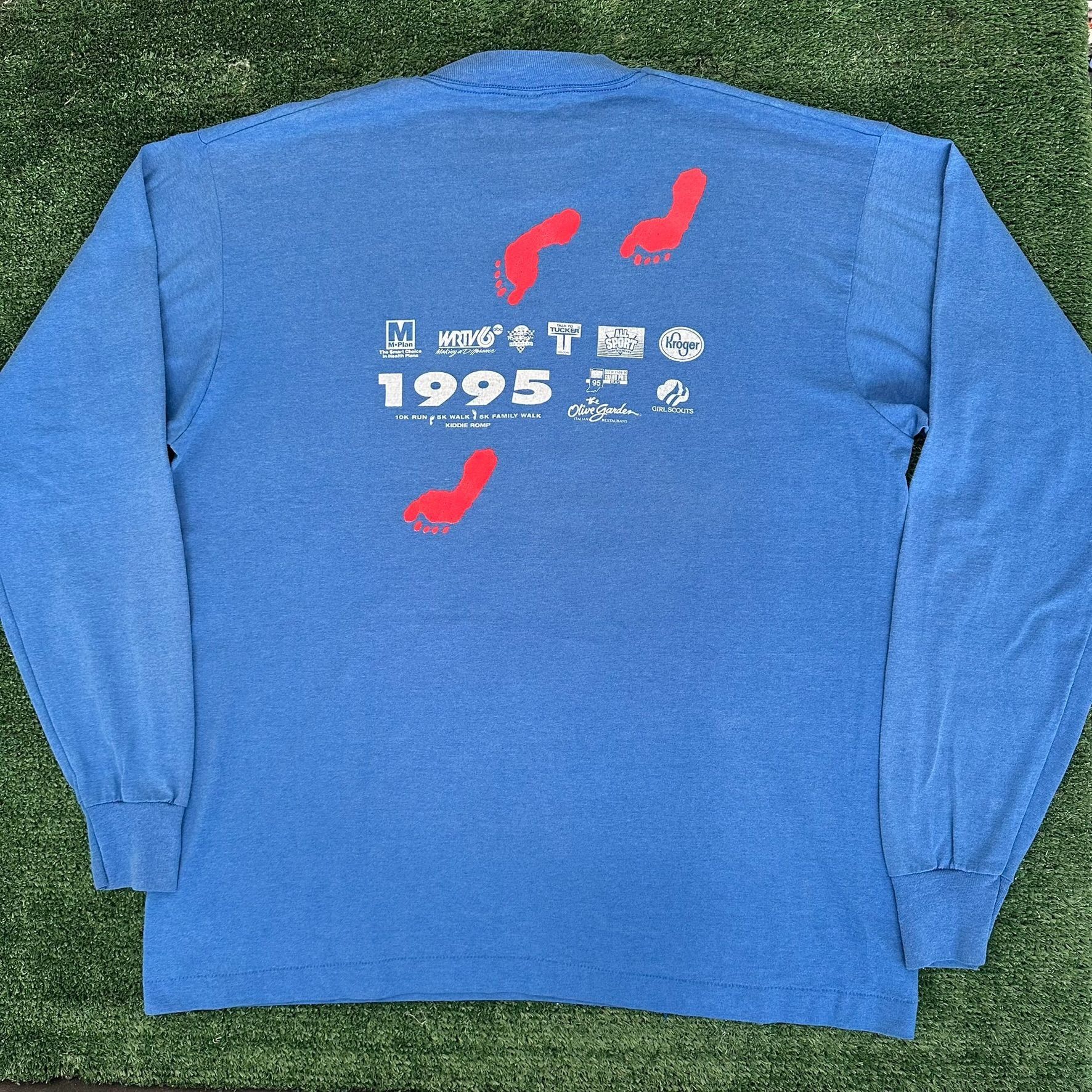 Fruit Of The Loom Vintage 90s Indy 400 10K 5K Run T-Shirt Long Sleeve Blue XL Size US XL / EU 56 / 4 - 5 Thumbnail