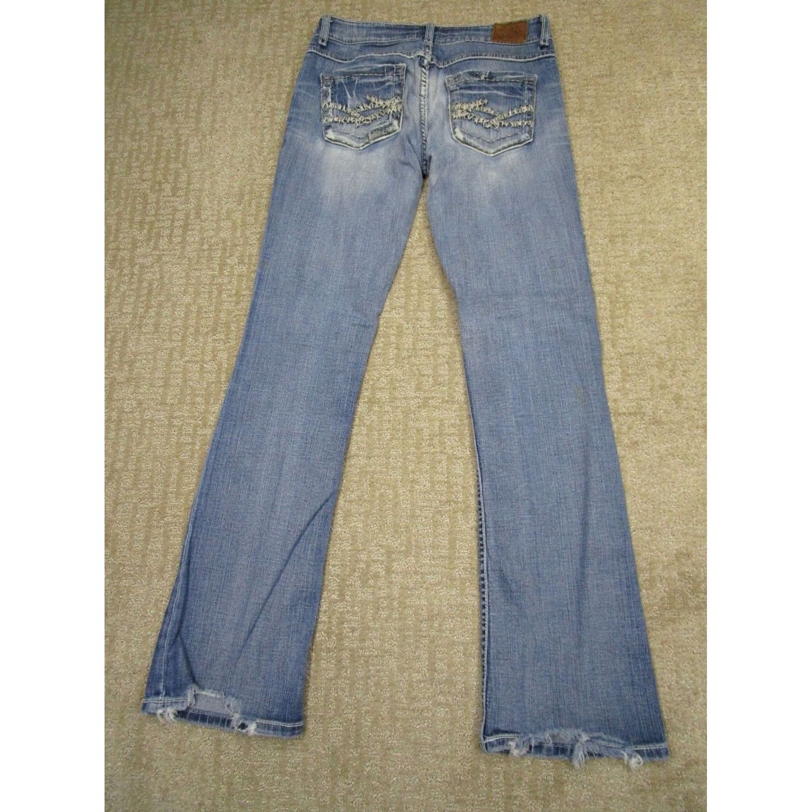 Vintage Buckle Jeans Women 29 Blue Bootcut Distressed Light Wash 5-Pocket Denim Low Rise VTG Size 29" - 3 Thumbnail