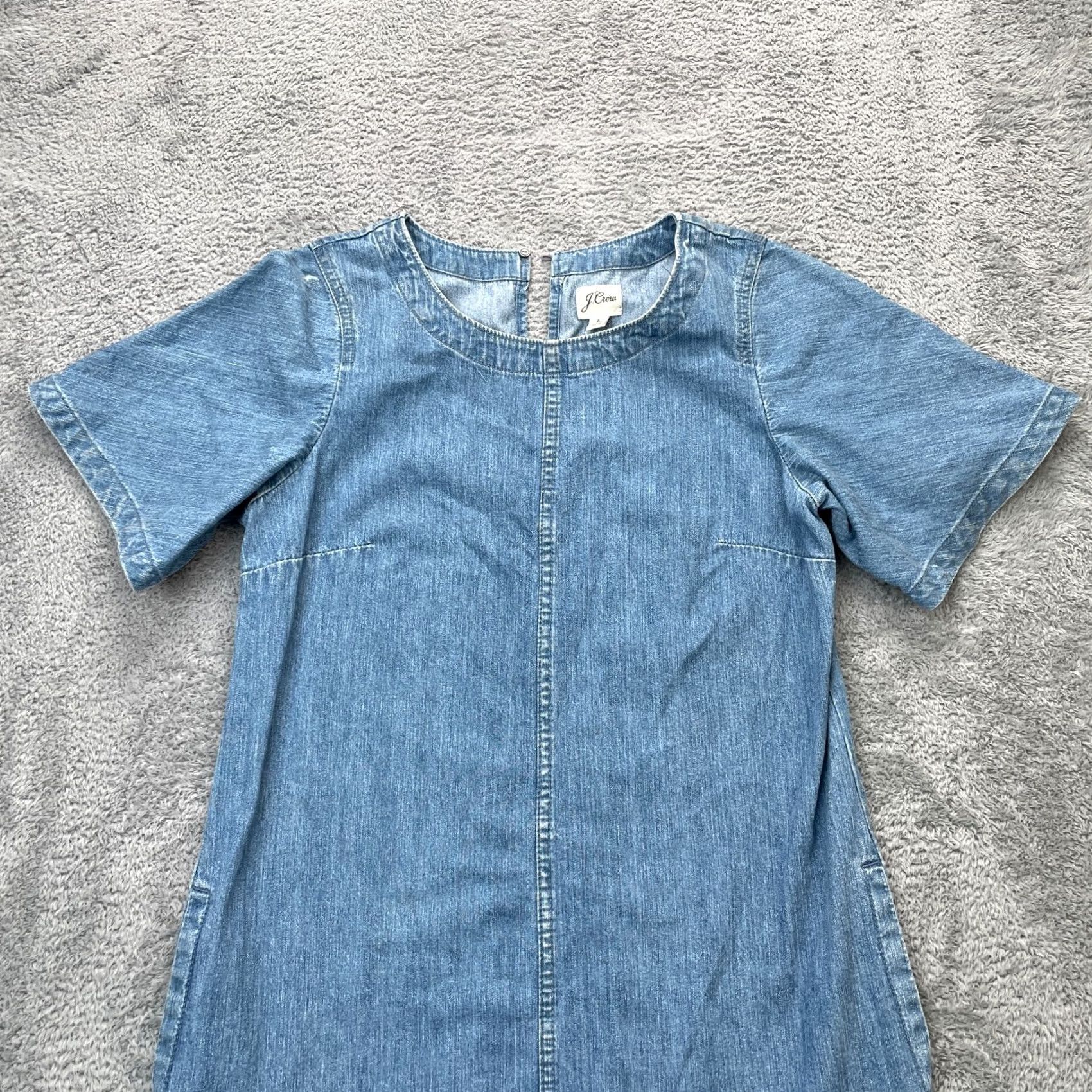 J.Crew J.CREW Dress Womens 6 Blue Shift Cotton Denim Mini Keyhole Neck Back Casual Wear Shirt Adult Regular XS? Size M / US 6-8 / IT 42-44 - 5 Thumbnail